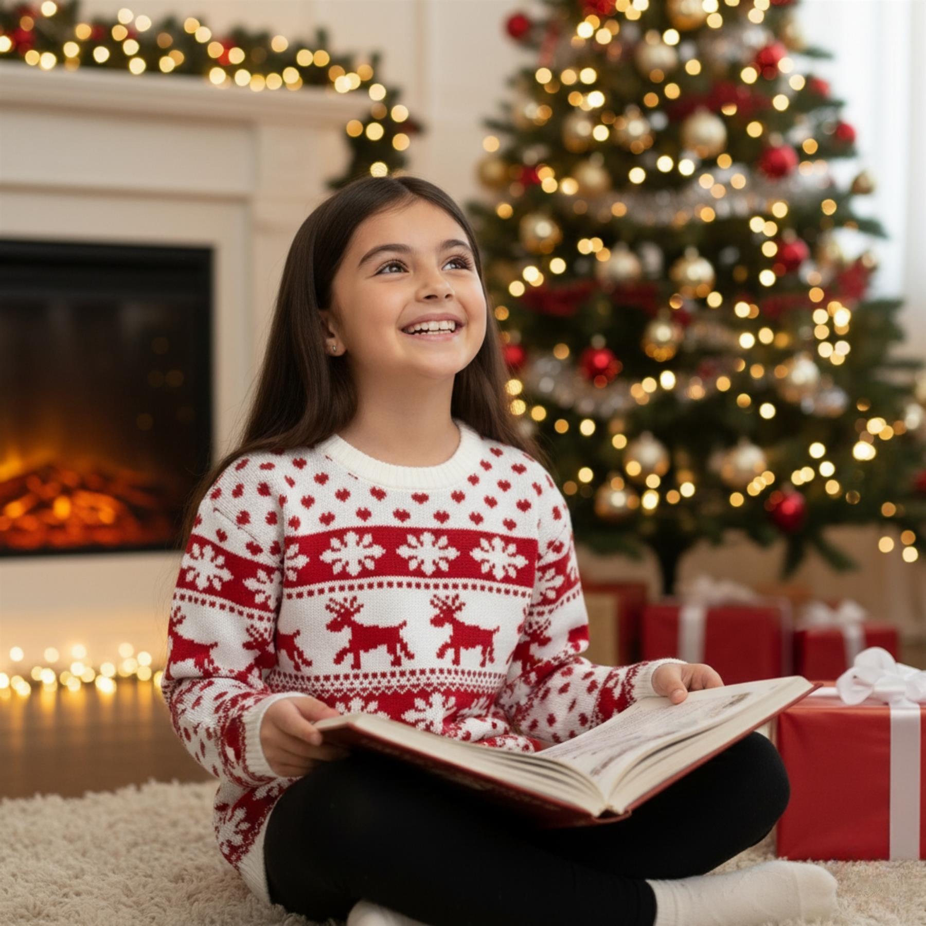 Kids Christmas Jumper Girls Boy Reindeer Sweater Children Novelty Xmas Sweater - Picture 58 of 97