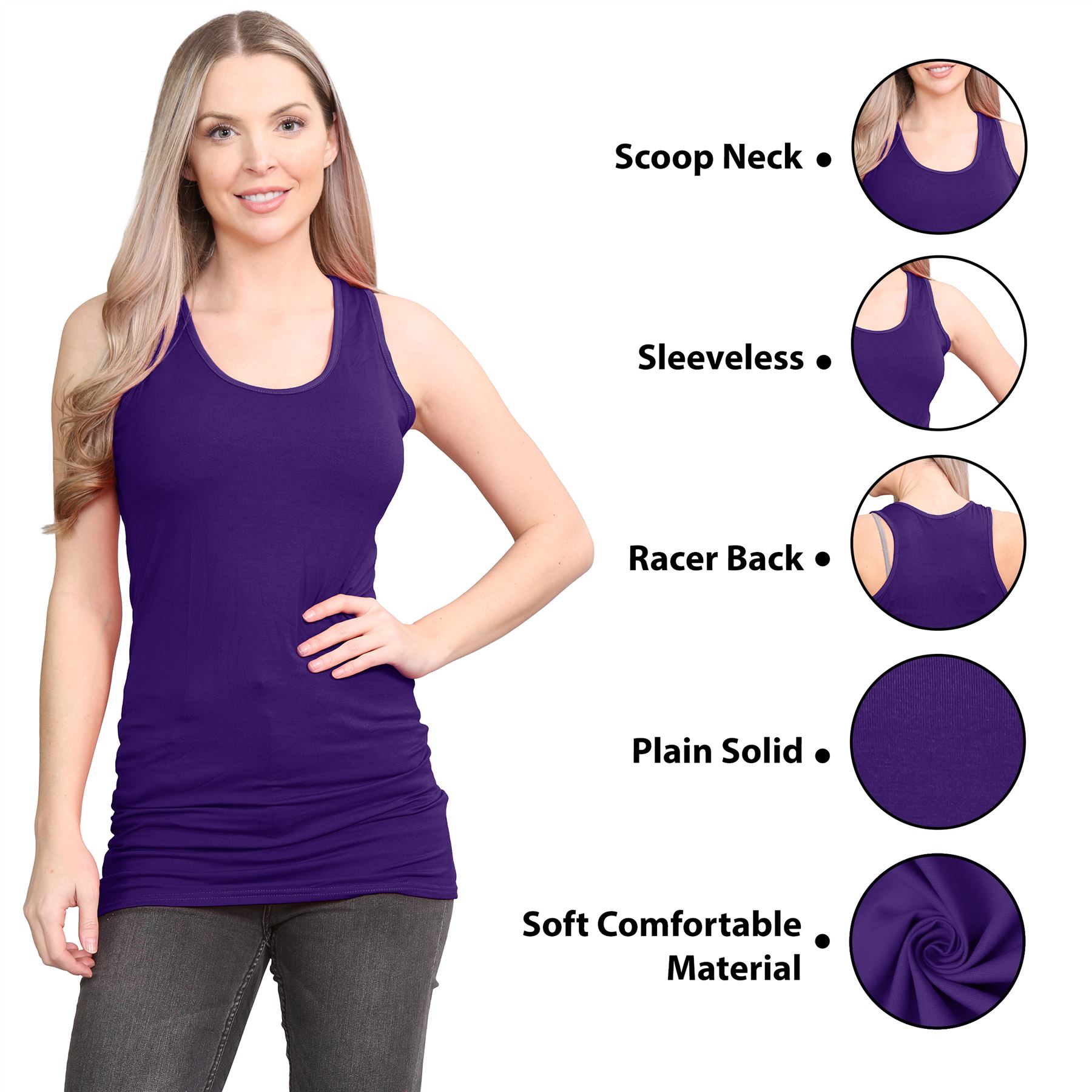 Damen Racerback Weste ärmellos figurbetont einfach dehnbar lang Muskel Gym Top - Bild 77 von 113