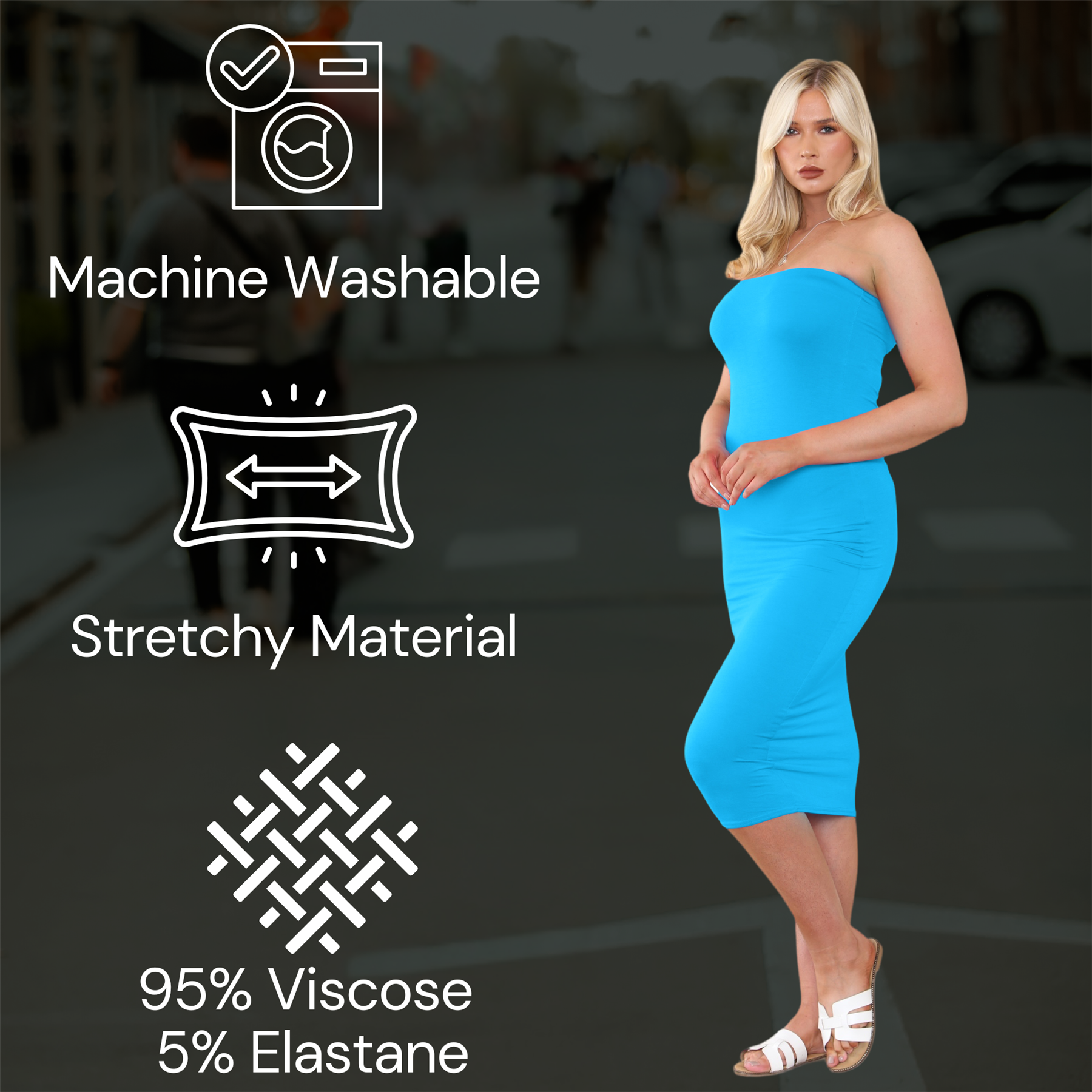 Damas Boobtube Midi Vestido Liso Elástico Sin tirantes Bandeau Verano Bodycon Vestido - Imagen 111 de 126