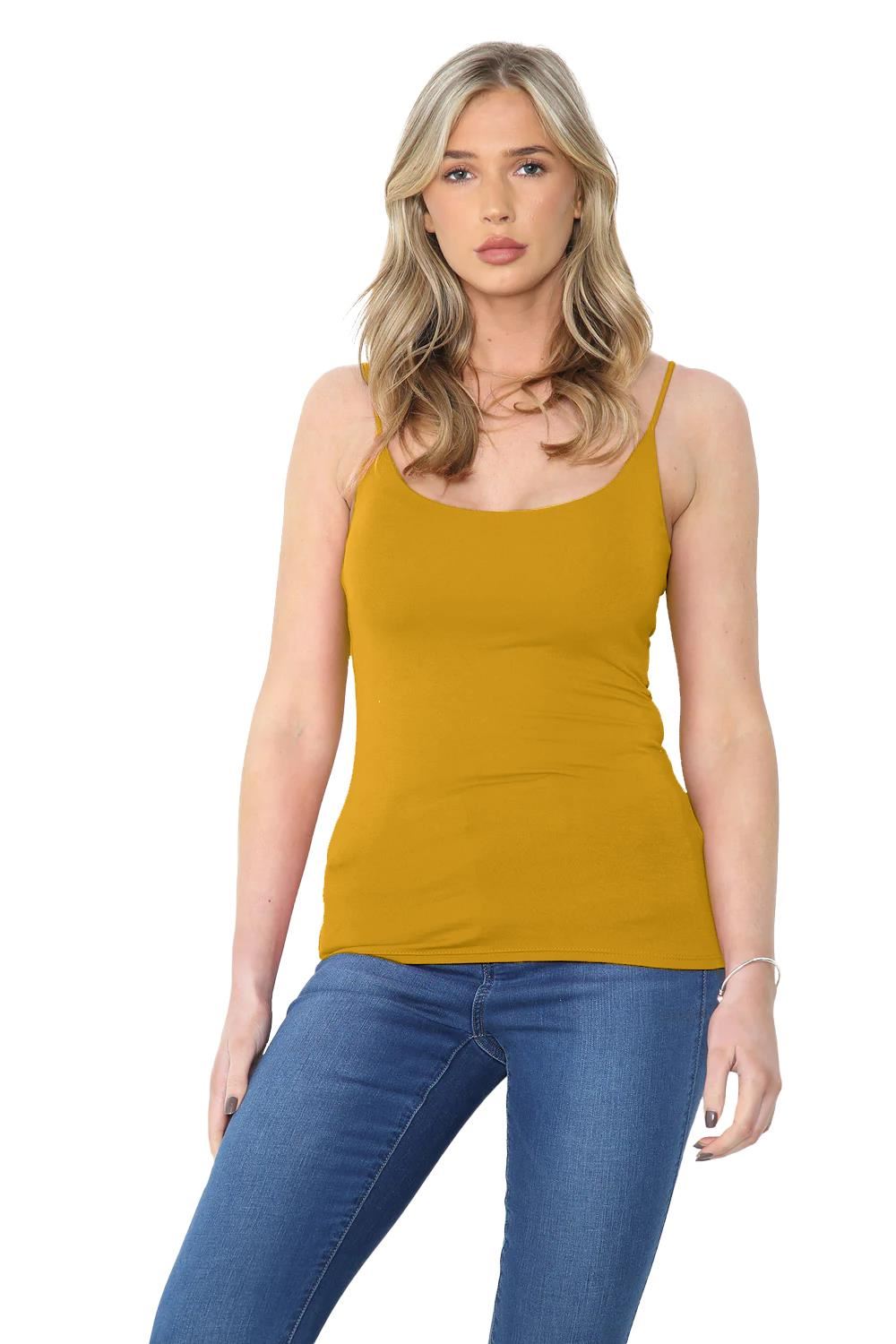 Womens Bodycon Cami Strappy Tank Top Plain Summer Activewear Vest Top, Pack of 3 - Picture 29 of 221