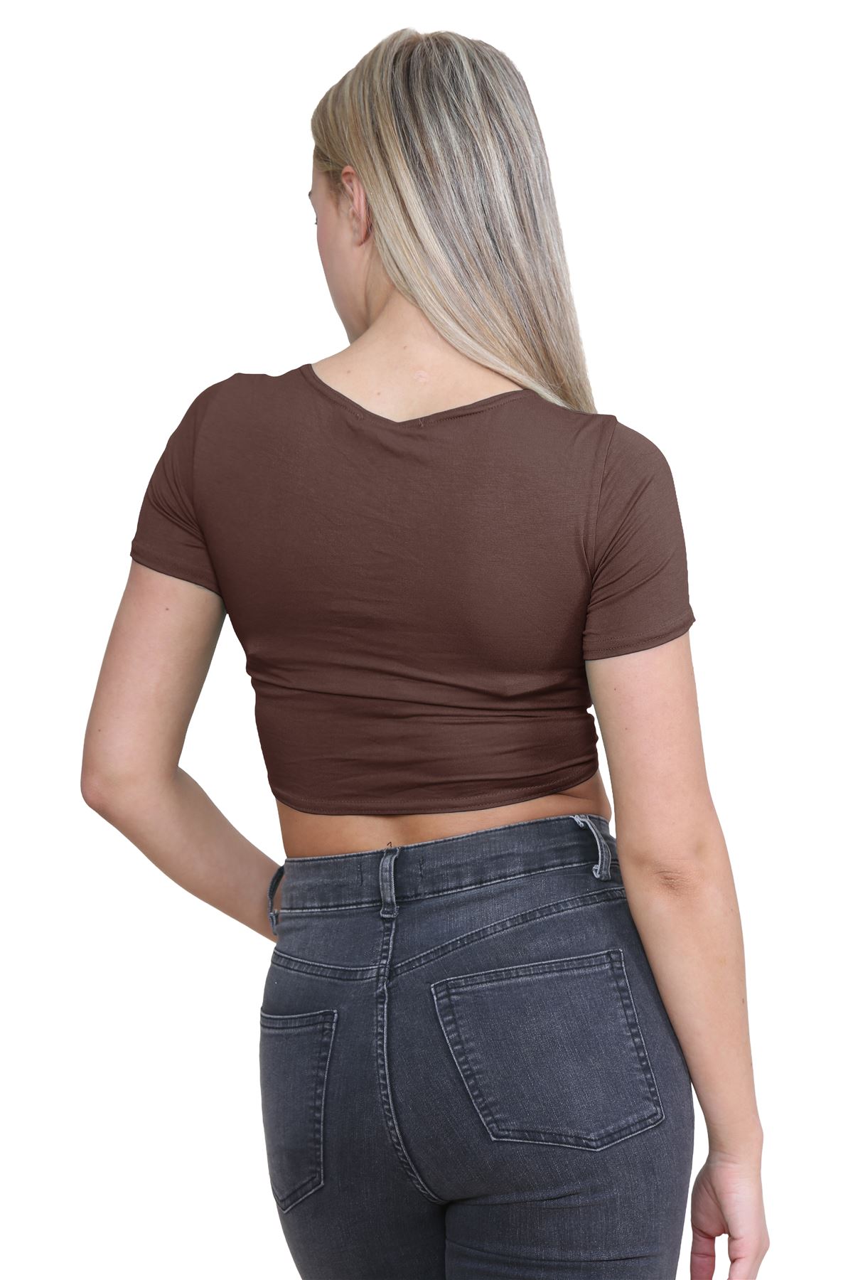Damen-Cardigan Kurzarm vorne zum Binden einfach Bolero Achselzucken lässig bauchfrei Oberteil - Bild 16 von 133