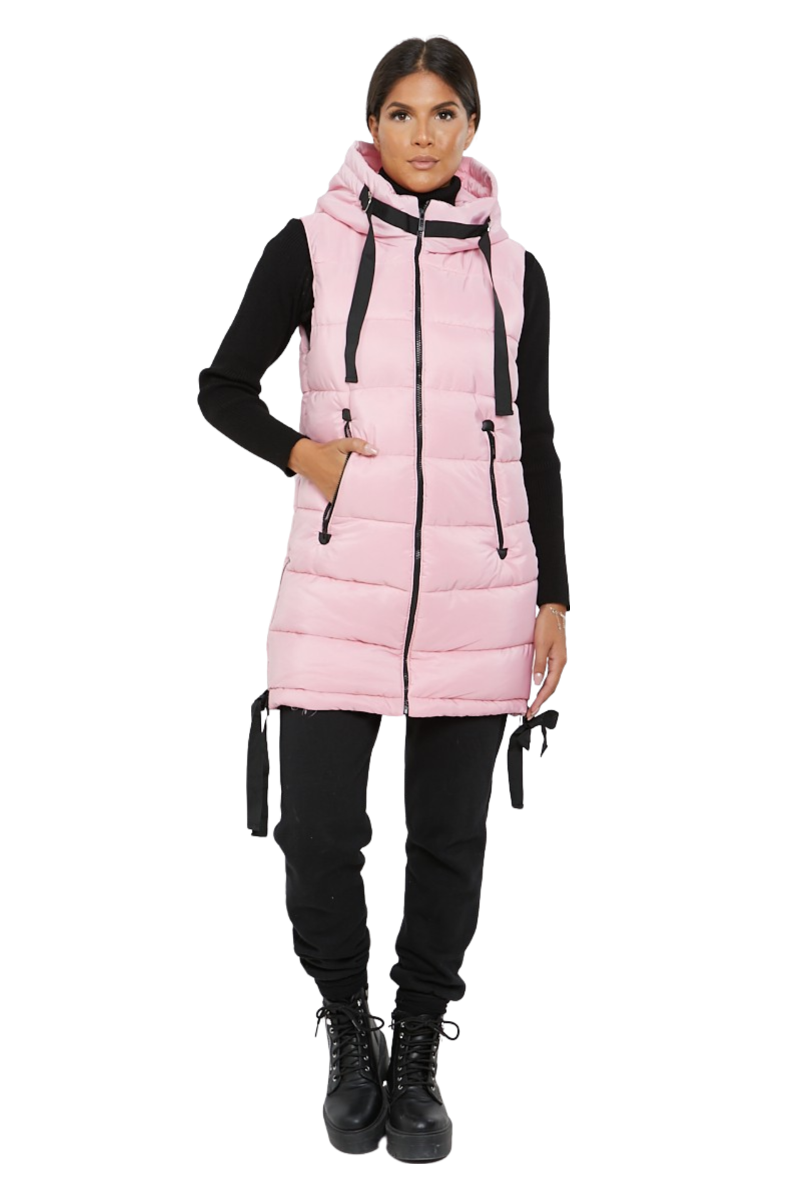 Damas Chaqueta larga acolchada con capucha chaleco acolchada calentador de cuerpo con cremallera - Imagen 2 de 42