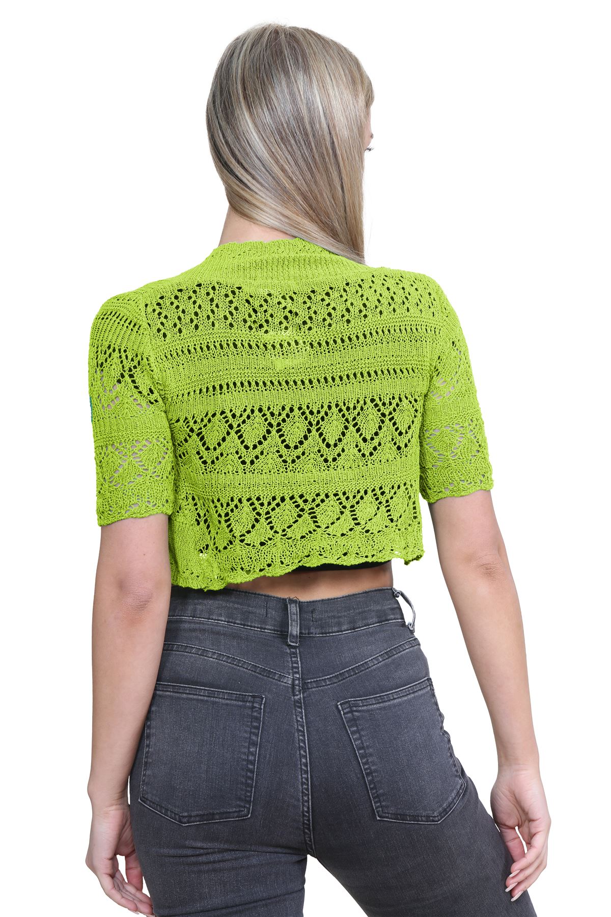 Womens Crochet Knitted Bolero Shrug Short Sleeve Open Front Cardigan Crop Top - Picture 82 of 186