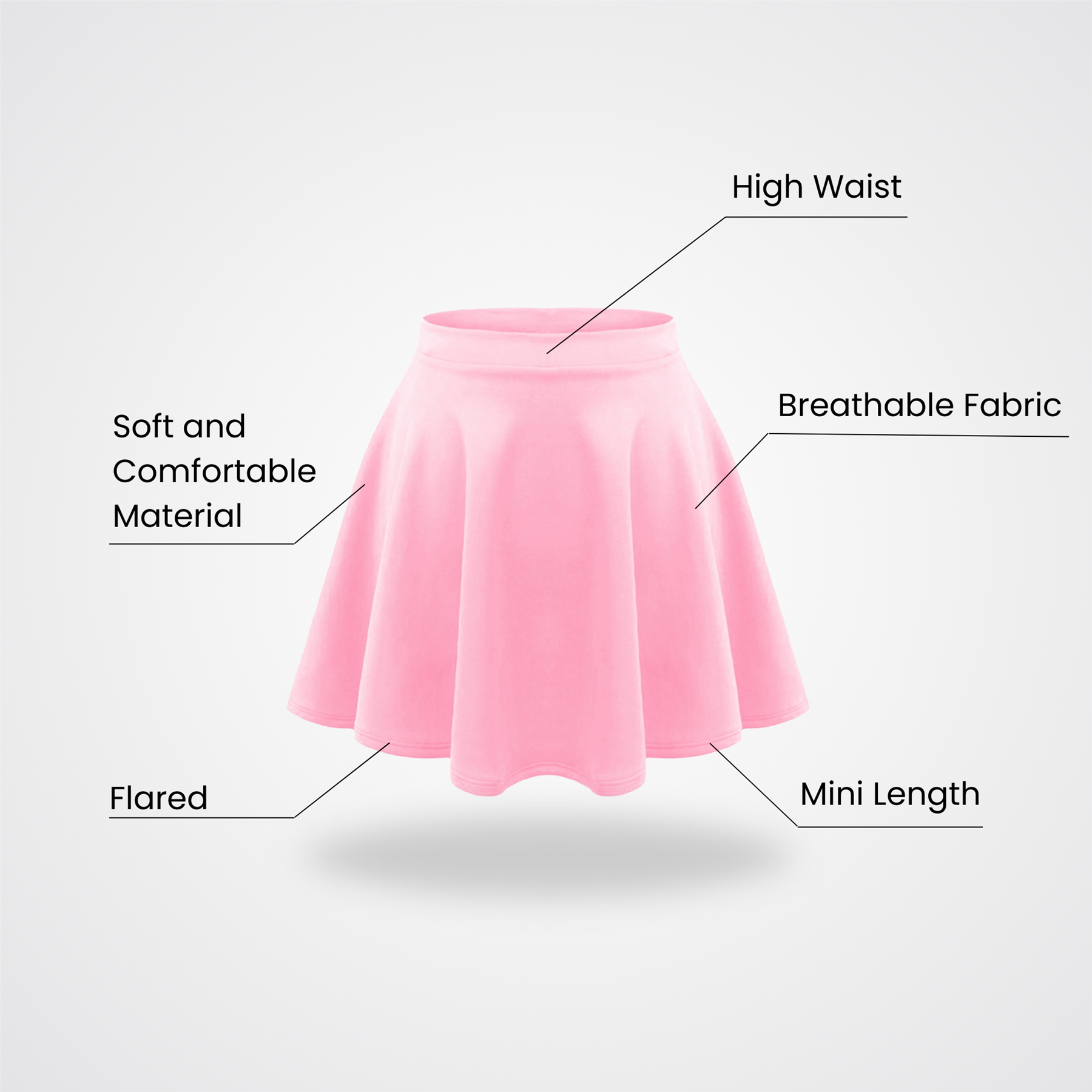 Girls Kids Plain Flared Skirt High Waistband Flippy Stretchy Short Skater Skirt - Picture 3 of 92