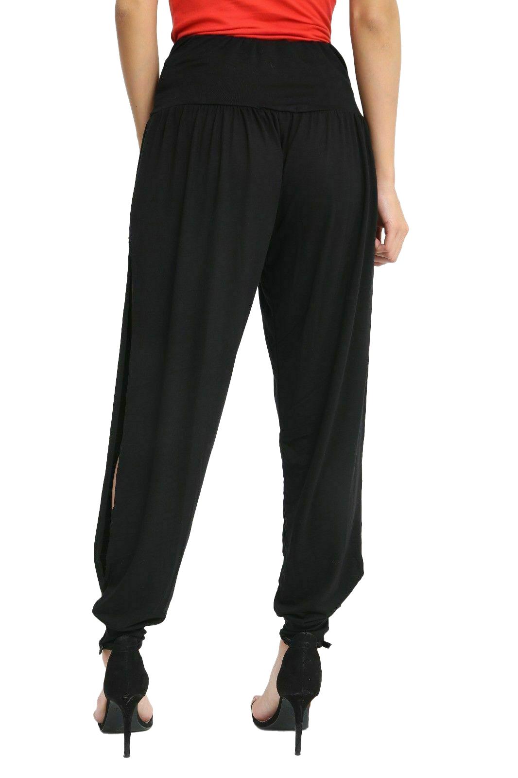 Womens Harem Pants Side Split Slit Alibaba Trouser Ladies Cuffed Bottom Leggings - Picture 5 of 6