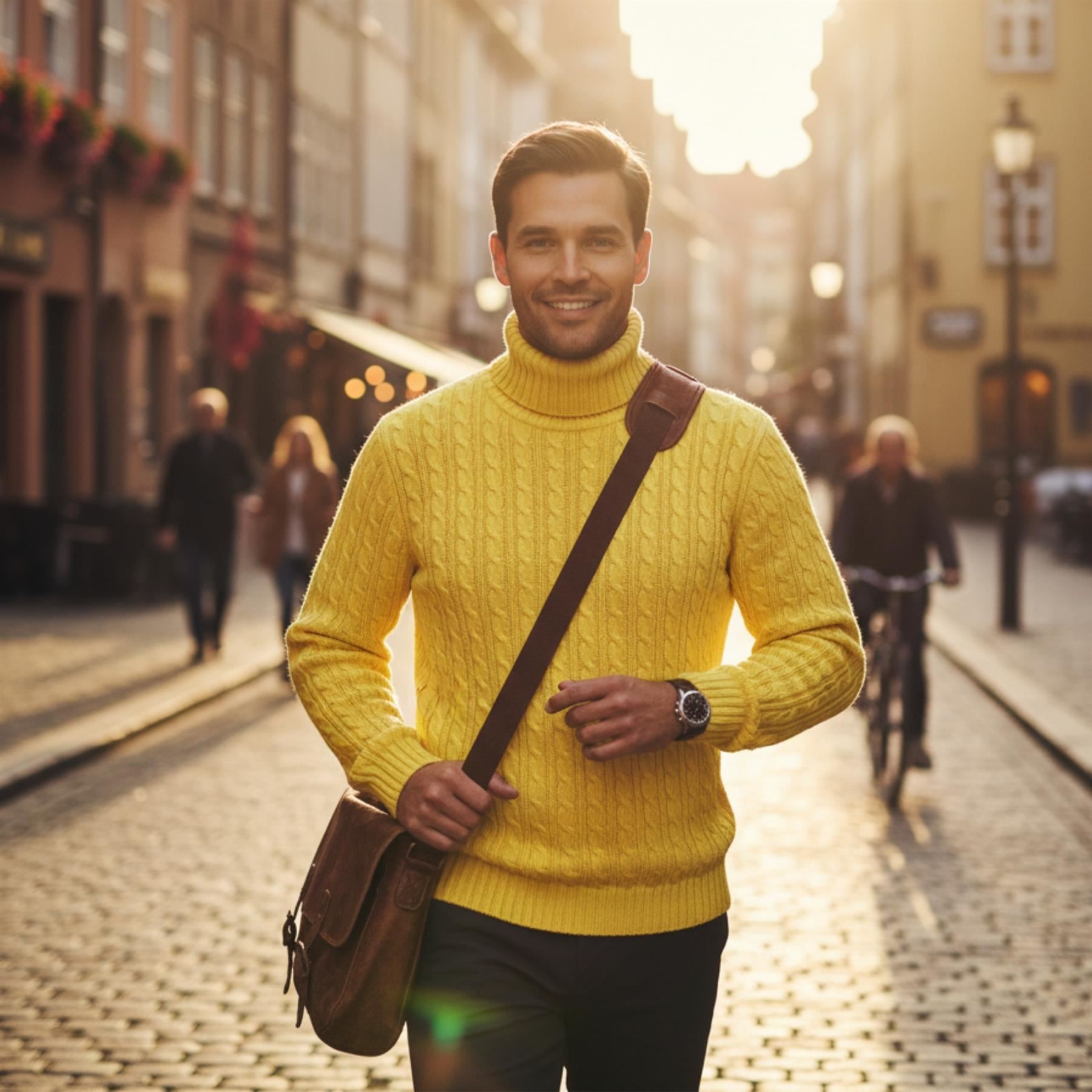 Herren Polo Rollkragen Langarm Pullover Zopfmuster Winterpullover Pulli - Bild 147 von 154