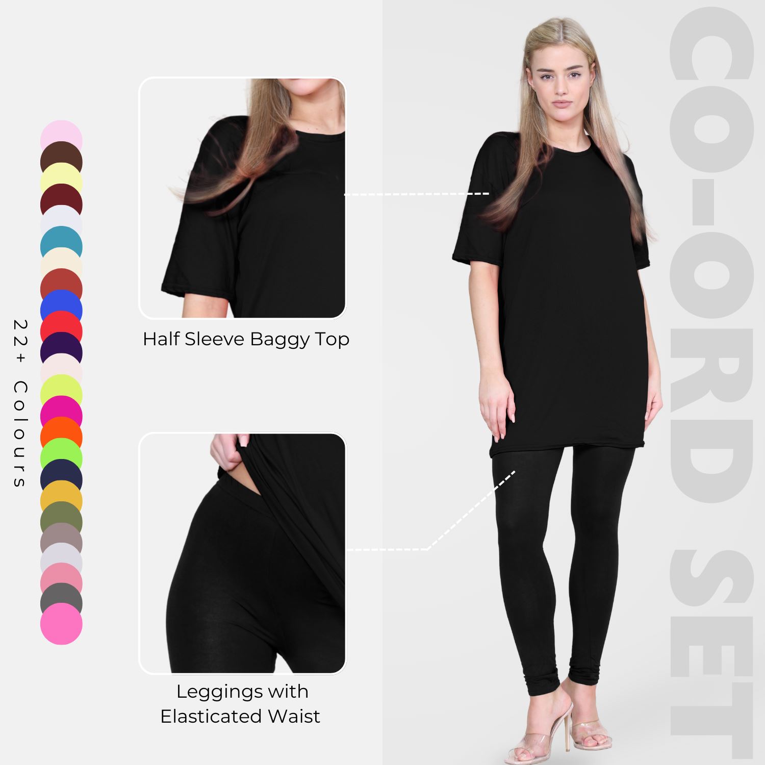 Damas Longline Suelto Camiseta Leggings Gimnasio Chándal Conjunto Coord 2 Piezas Ropa de Salón - Imagen 13 de 155