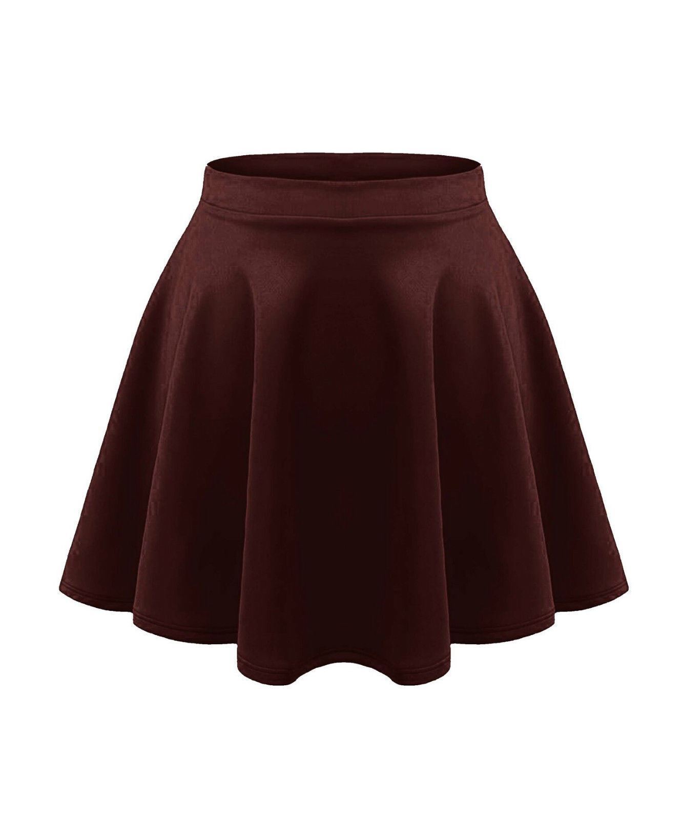 Girls Kids Plain Flared Skirt High Waistband Flippy Stretchy Short Skater Skirt - Picture 86 of 92
