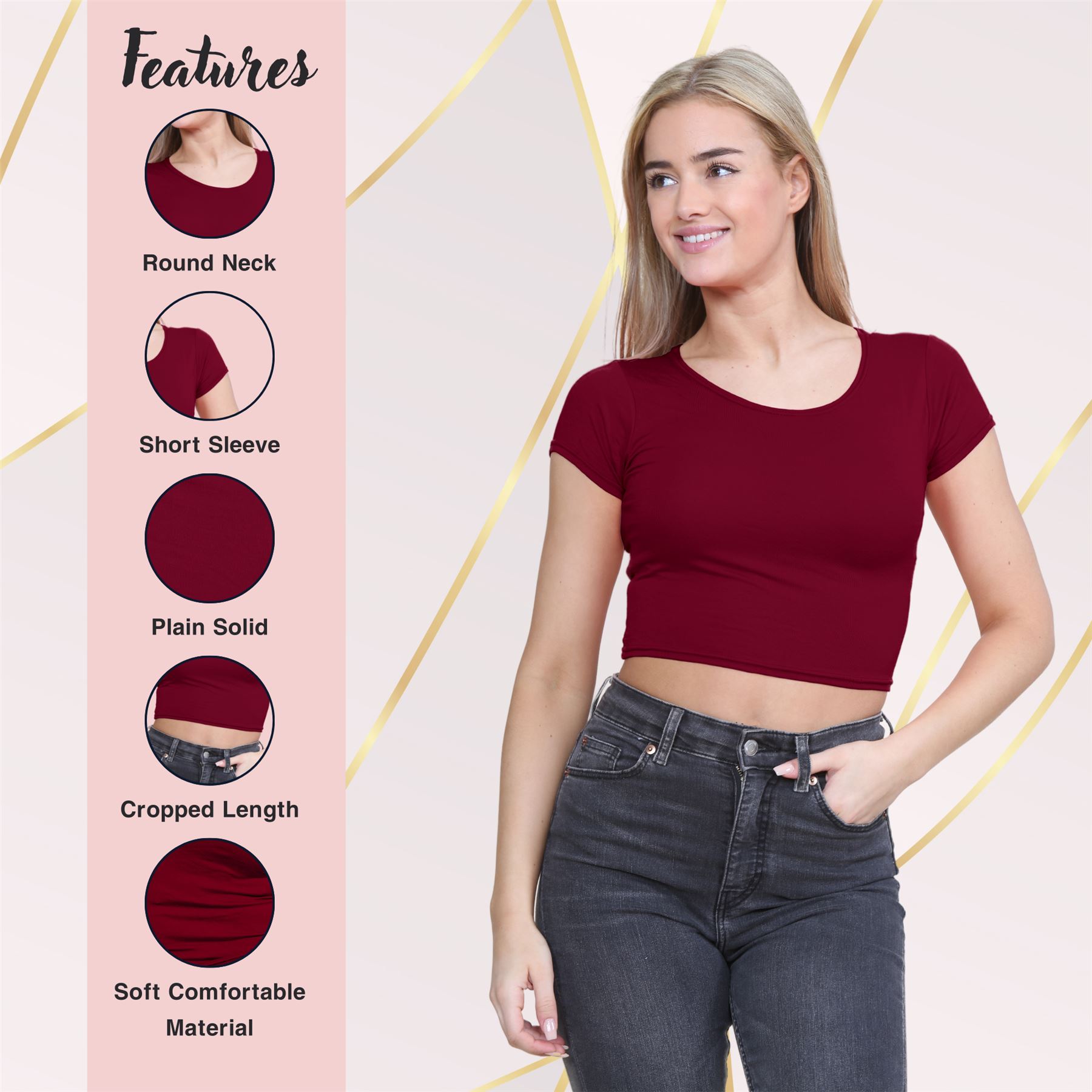 Crop Top Womens Cap Sleeve Top Plain Basic Stretchy Tee T-Shirt Short Vest Top - Picture 167 of 174