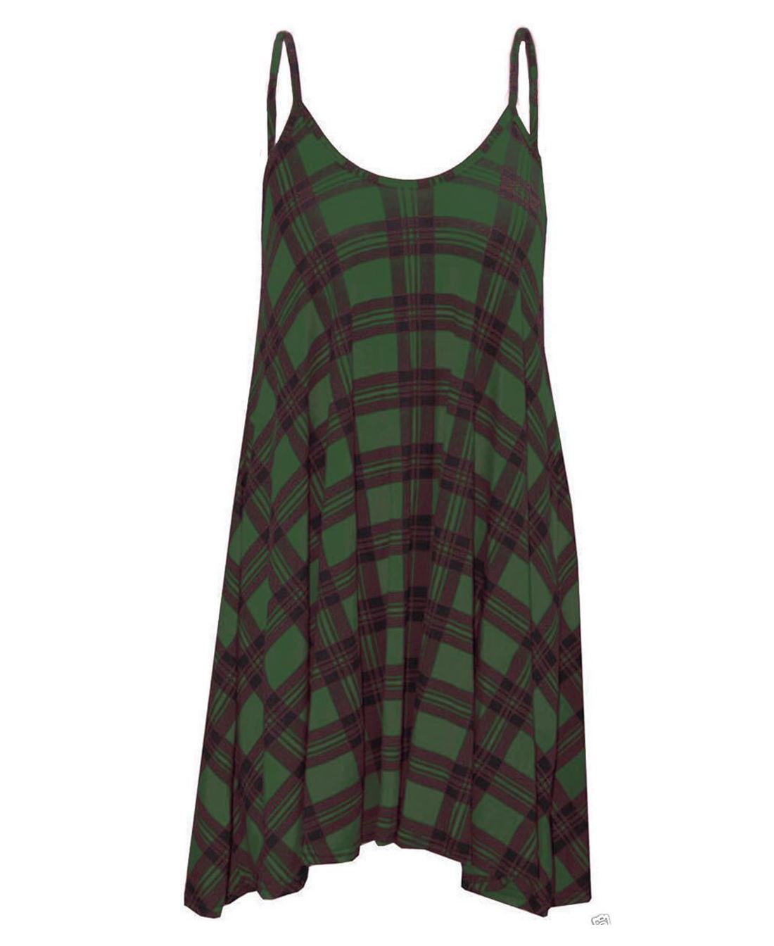 Womens Printed Cami Dress Flared Strappy Long Camisole Swing Mini Dress Vest Top - Picture 11 of 21