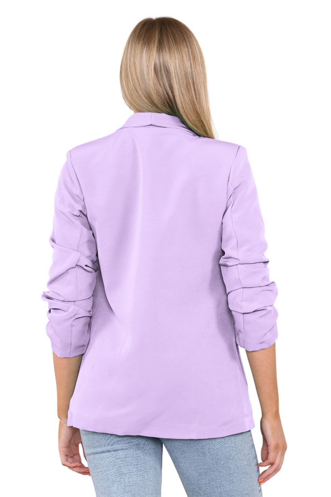 Blazer de manga acanalada para damas totalmente forrado cuello liso informal chaqueta de oficina top - Imagen 35 de 97