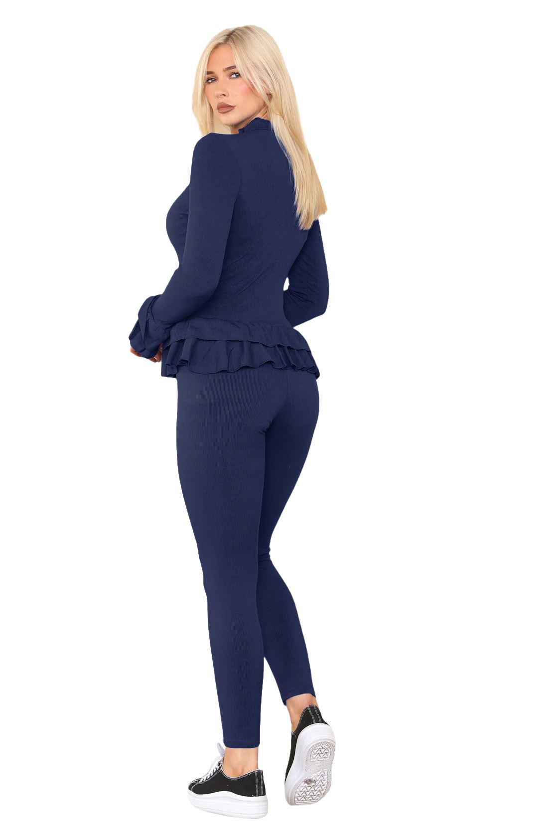 Damas Juego de 2 piezas de ropa de salón con botones peplum manga larga - Imagen 26 de 55
