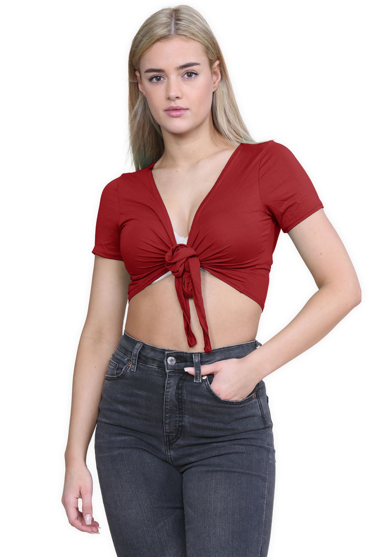 Damen-Cardigan Kurzarm vorne zum Binden einfach Bolero Achselzucken lässig bauchfrei Oberteil - Bild 122 von 133