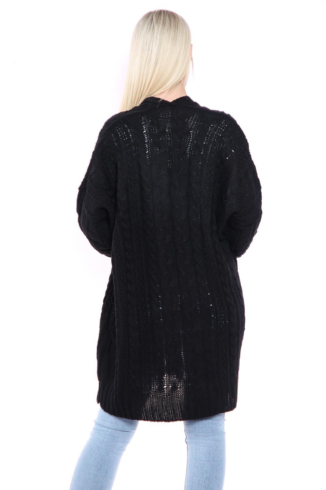 Cárdigan con capa para mujer de gran tamaño señora grueso bolsillo tejido con cable jumper largo - Imagen 5 de 24