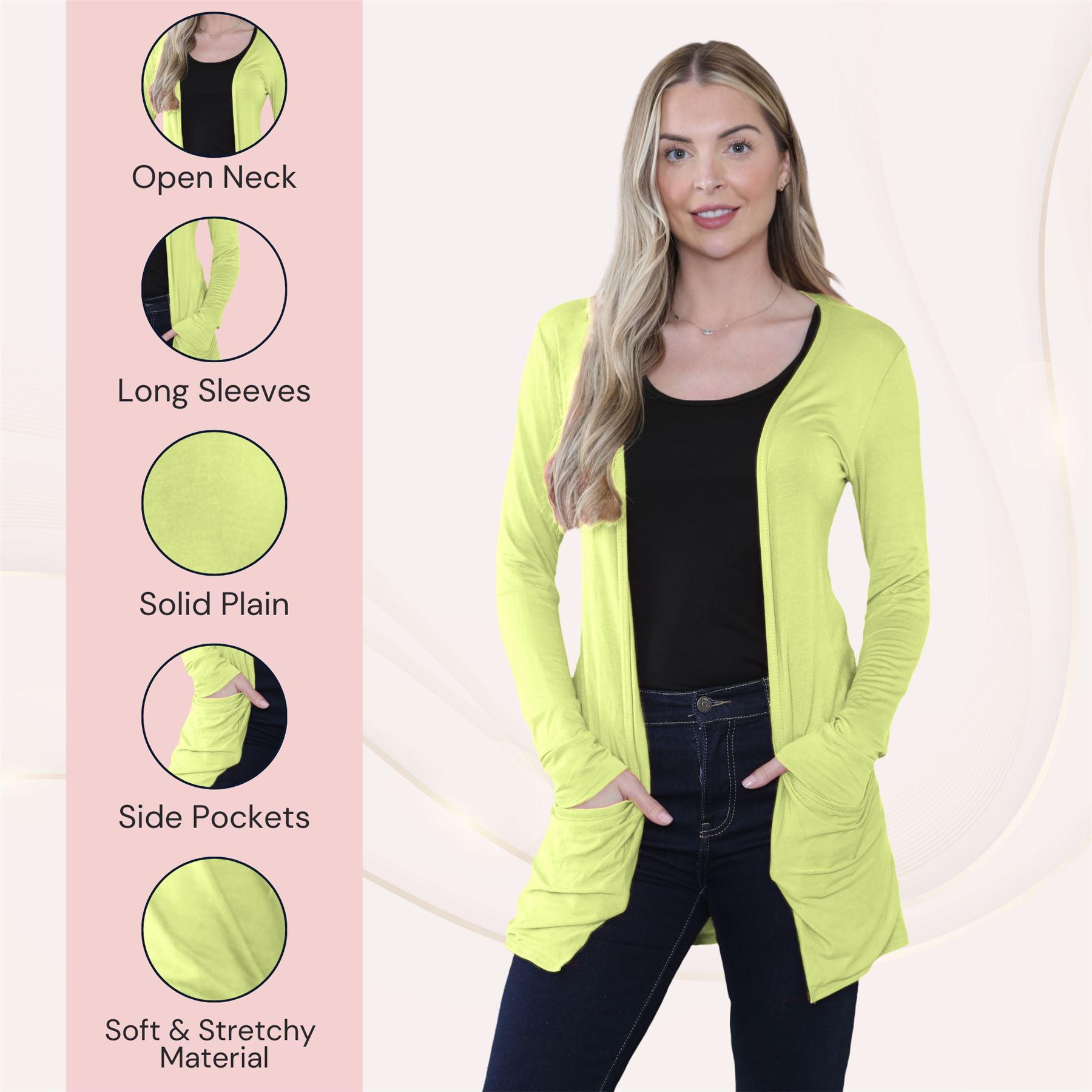 Boyfriend Cardigan Damen schlicht langärmelig offener Tropfen Tasche Freizeit Achselzucken Oberteil - Bild 146 von 148