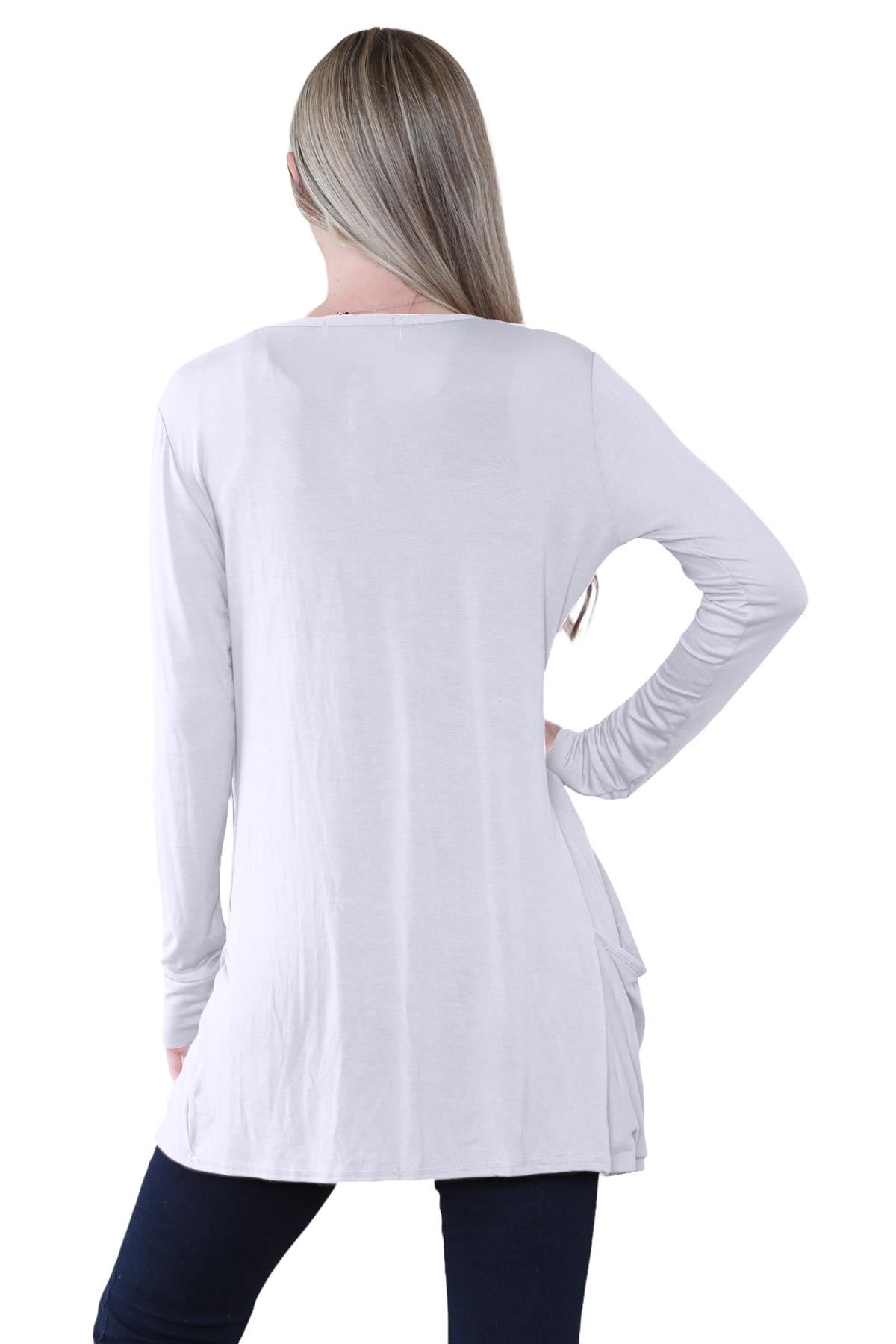 Boyfriend Cardigan Damen schlicht langärmelig offener Tropfen Tasche Freizeit Achselzucken Oberteil - Bild 135 von 148