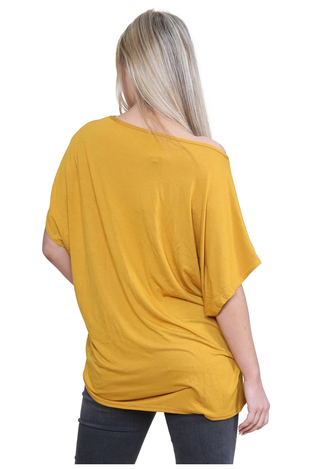 Schulterfreies Damen-T-Shirt Oberteil Fledermausärmel Oversize uni Freizeit Bardot Oberteil - Bild 90 von 225