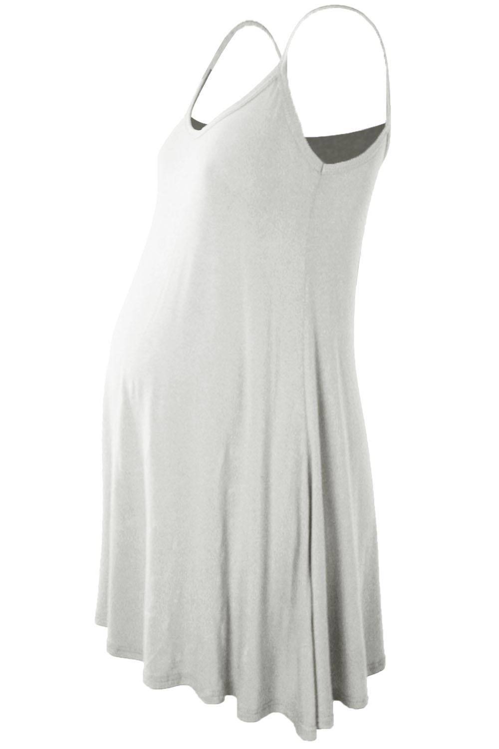 Womens Sleeveless Maternity Dress Camisole Ladies Flared Plain Strappy Cami Top - Picture 27 of 28