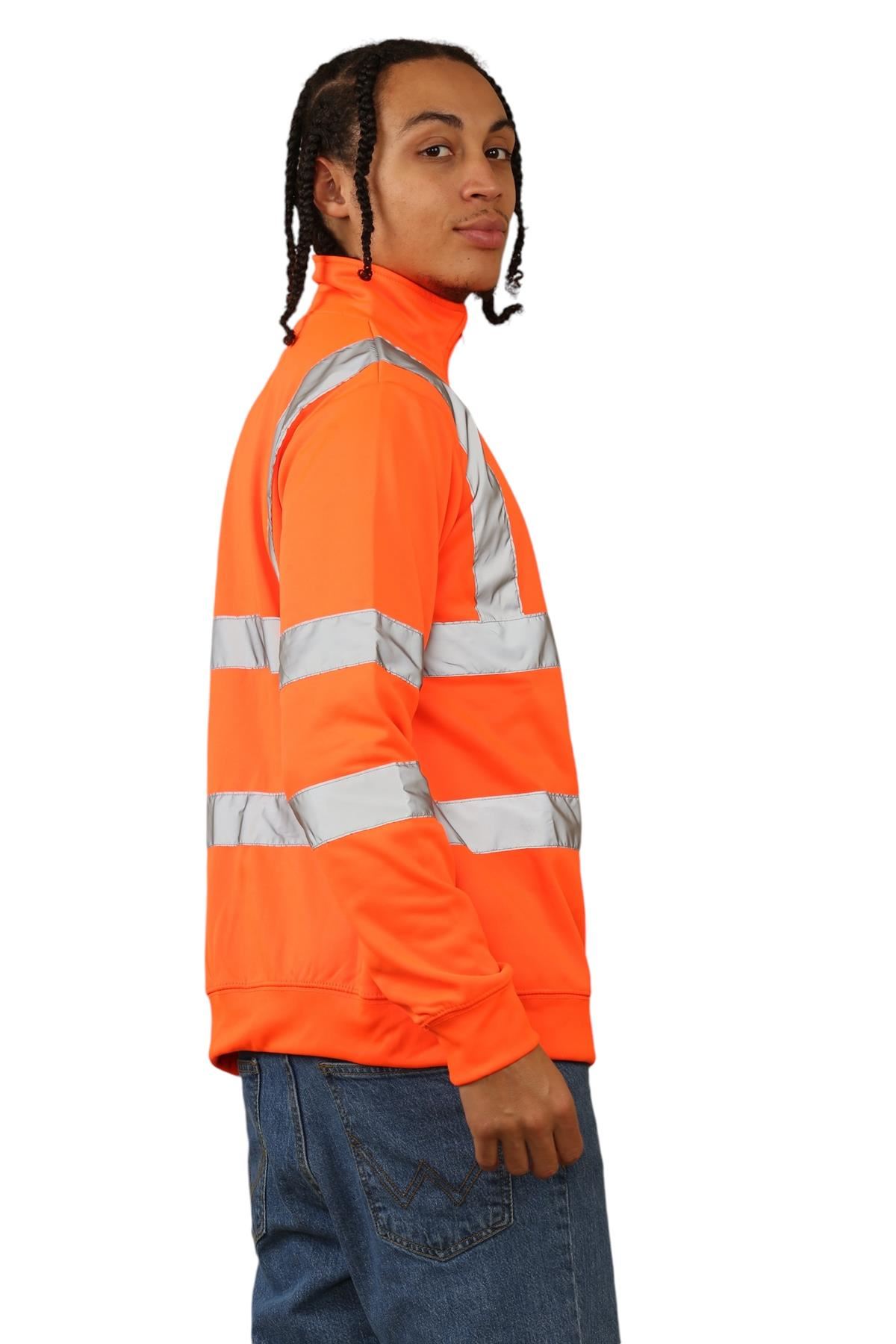 Sudadera de alta visibilidad para hombre con cremallera de cuarto de alta visibilidad reflectante seguridad trabajo jersey - Imagen 3 de 15