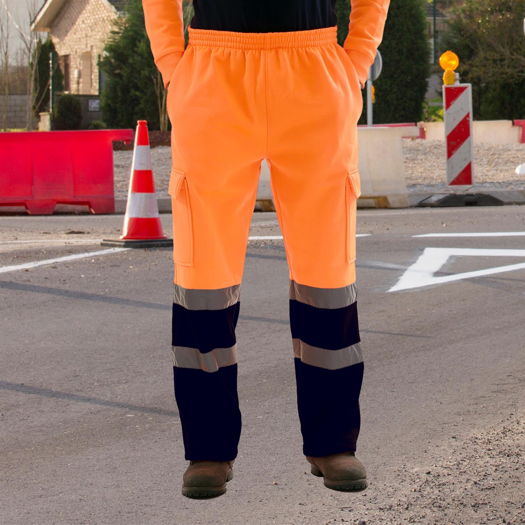 Para hombres Hi Vis Vis Visibilidad Viz Seguridad Parte inferior de lana Ropa de trabajo Pantalones para correr - Imagen 21 de 26