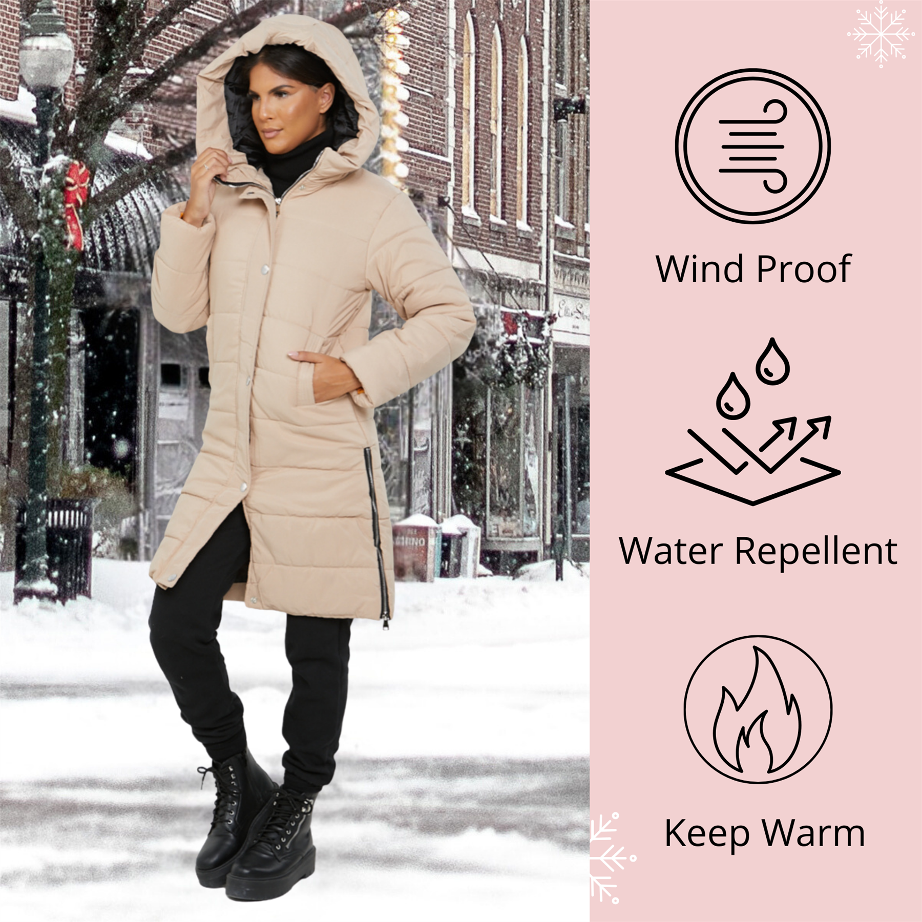 Womens Hooded Longline Coat Puffer Padded Long Sleeve Bodywarmer Winter Jacket - Picture 48 of 50