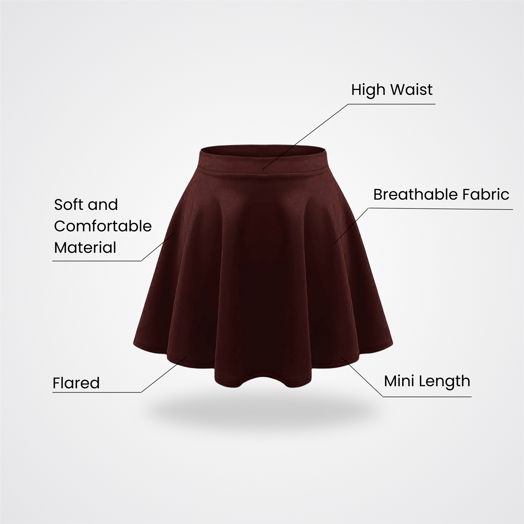 Girls Kids Plain Flared Skirt High Waistband Flippy Stretchy Short Skater Skirt - Picture 87 of 92
