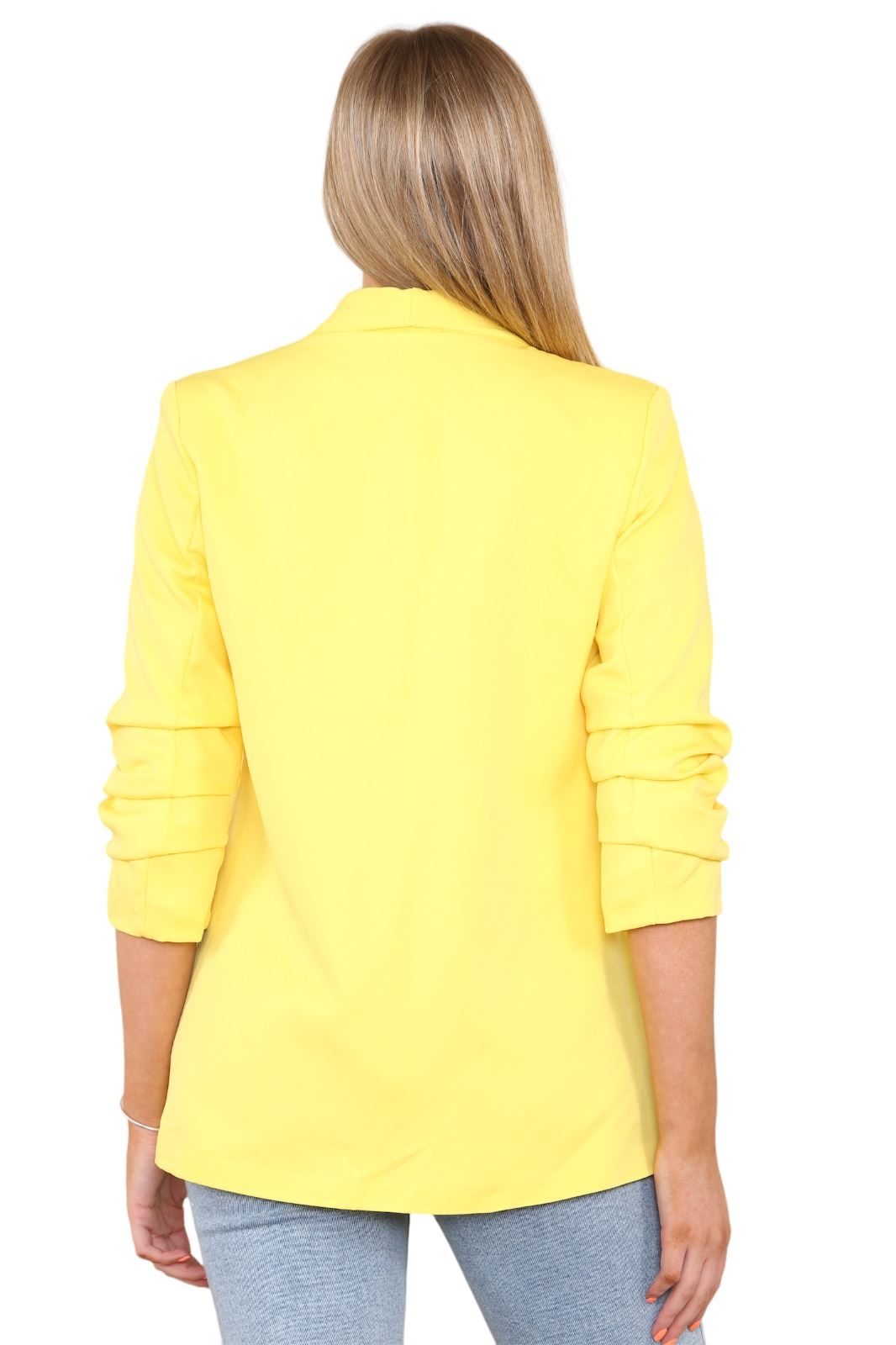 Blazer de manga acanalada para damas totalmente forrado cuello liso informal chaqueta de oficina top - Imagen 95 de 97