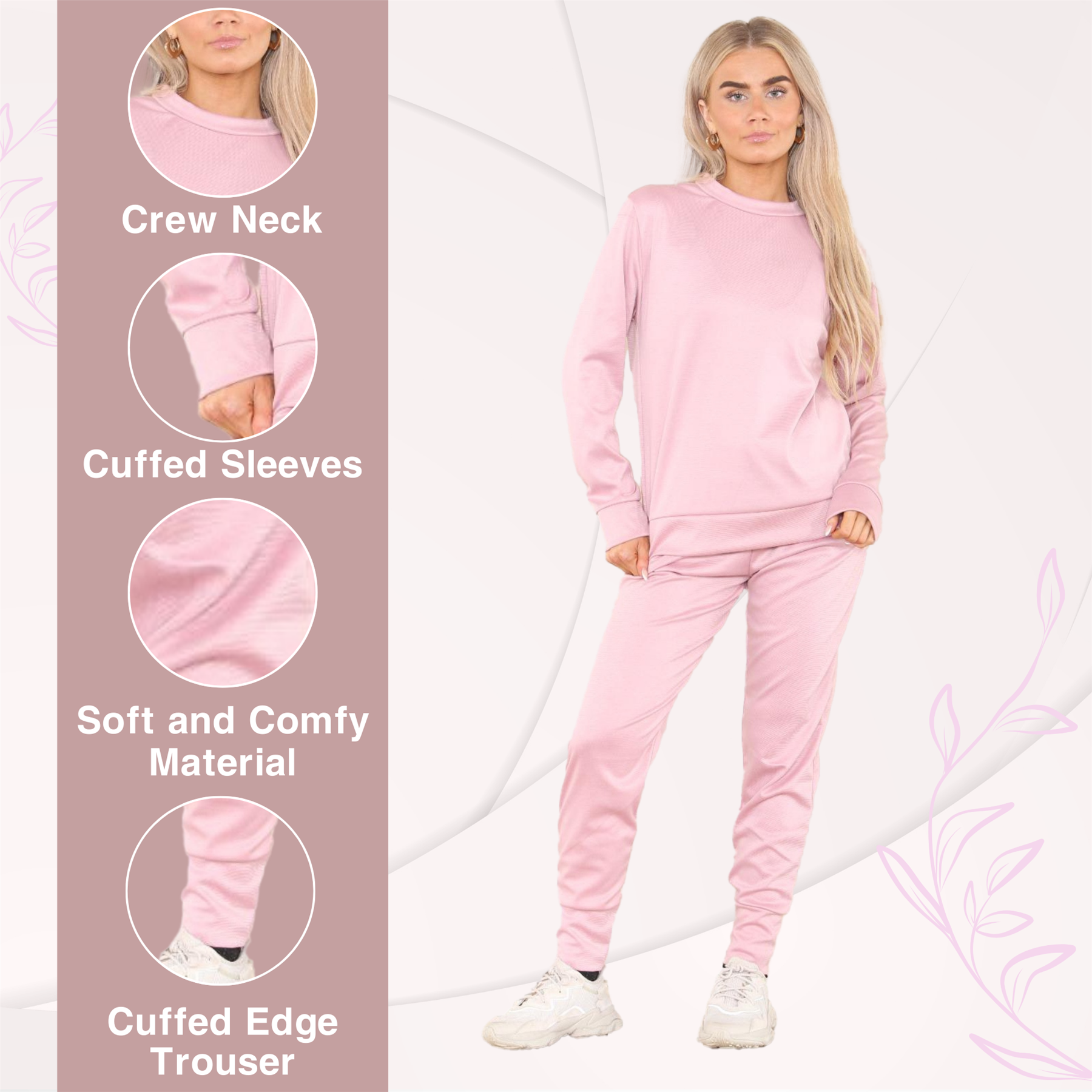 Chándal de manga larga para damas Pantalones de chándal 2 piezas Traje liso Ropa de salón - Imagen 29 de 45
