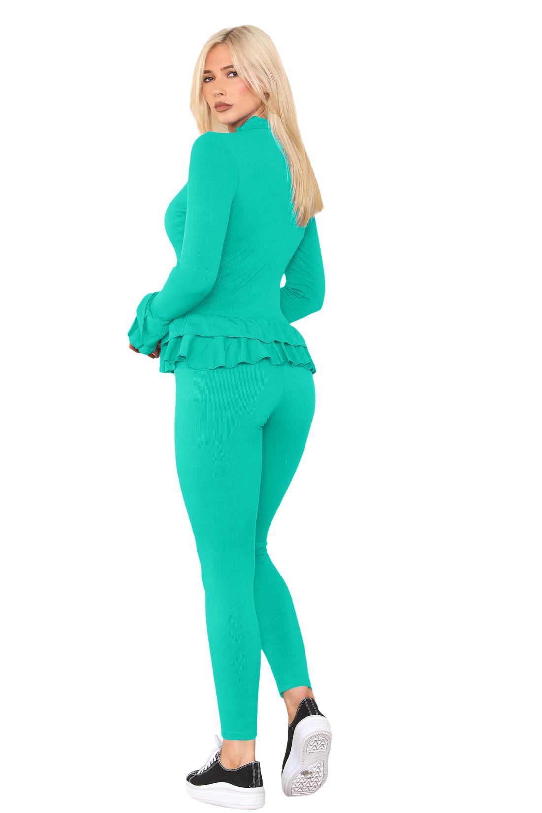 Damas Juego de 2 piezas de ropa de salón con botones peplum manga larga - Imagen 14 de 55