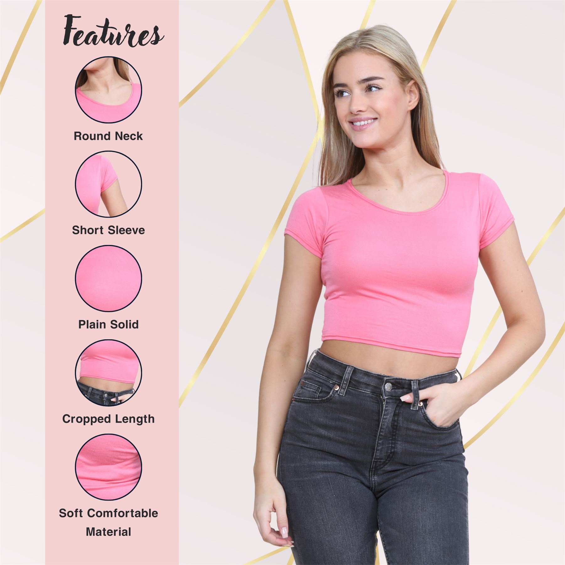 Crop Top Womens Cap Sleeve Top Plain Basic Stretchy Tee T-Shirt Short Vest Top - Picture 53 of 174