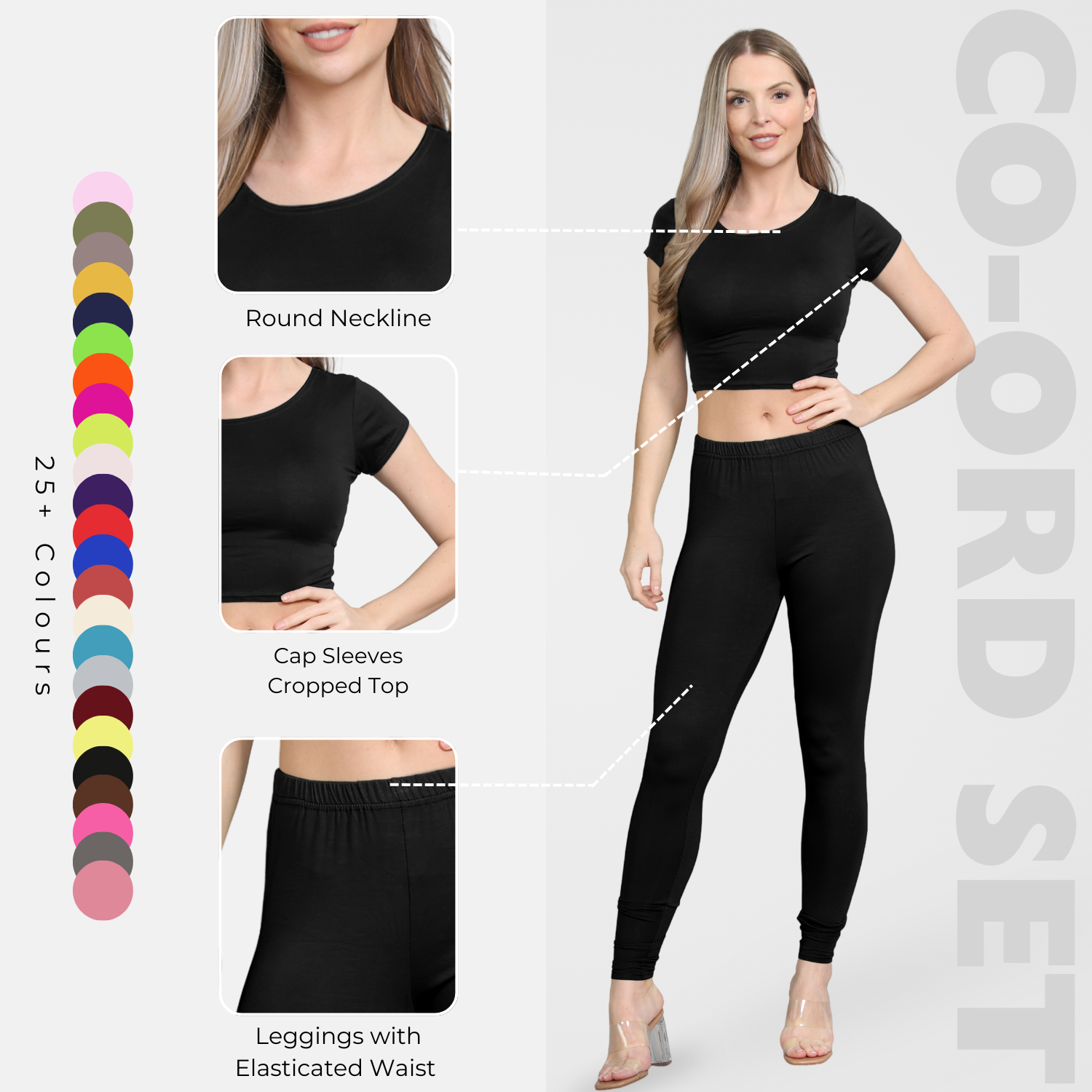 Damen Trainingsanzug Kurzarm Crop Top Sport Legging Workout Aktiv Lounge Set - Bild 12 von 148