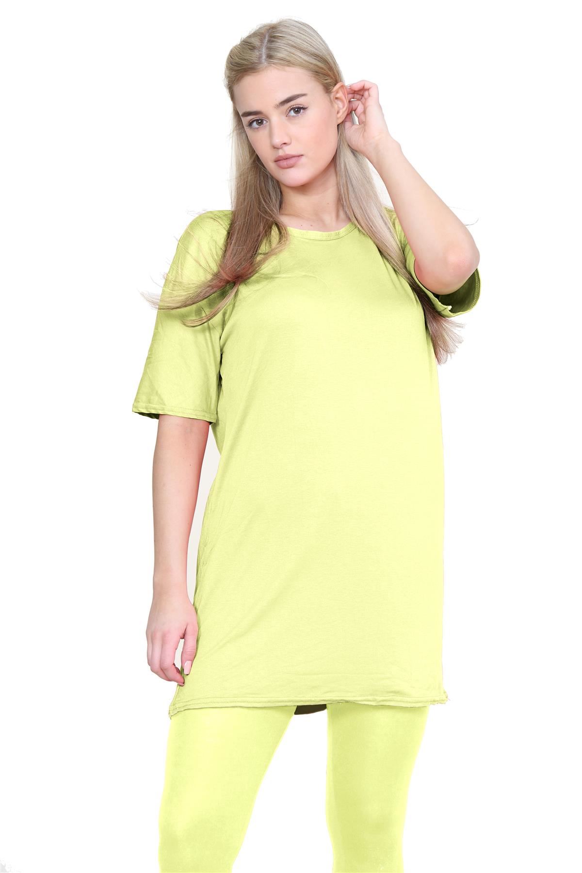 Damas Longline Suelto Camiseta Leggings Gimnasio Chándal Conjunto Coord 2 Piezas Ropa de Salón - Imagen 150 de 155