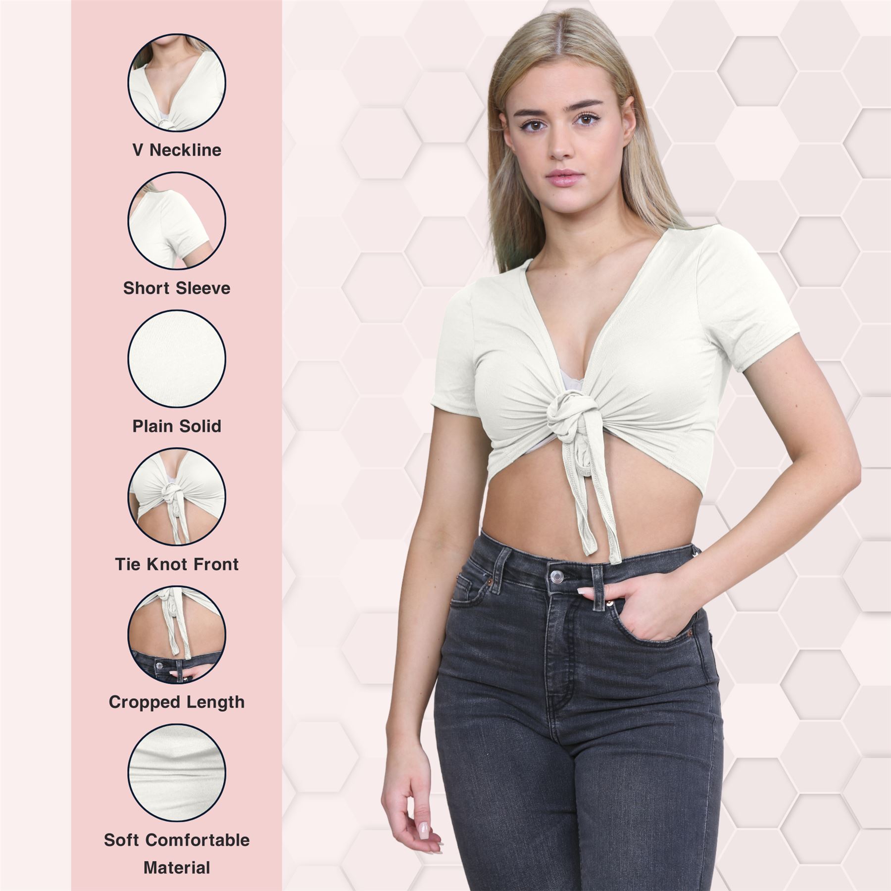 Damen-Cardigan Kurzarm vorne zum Binden einfach Bolero Achselzucken lässig bauchfrei Oberteil - Bild 41 von 133
