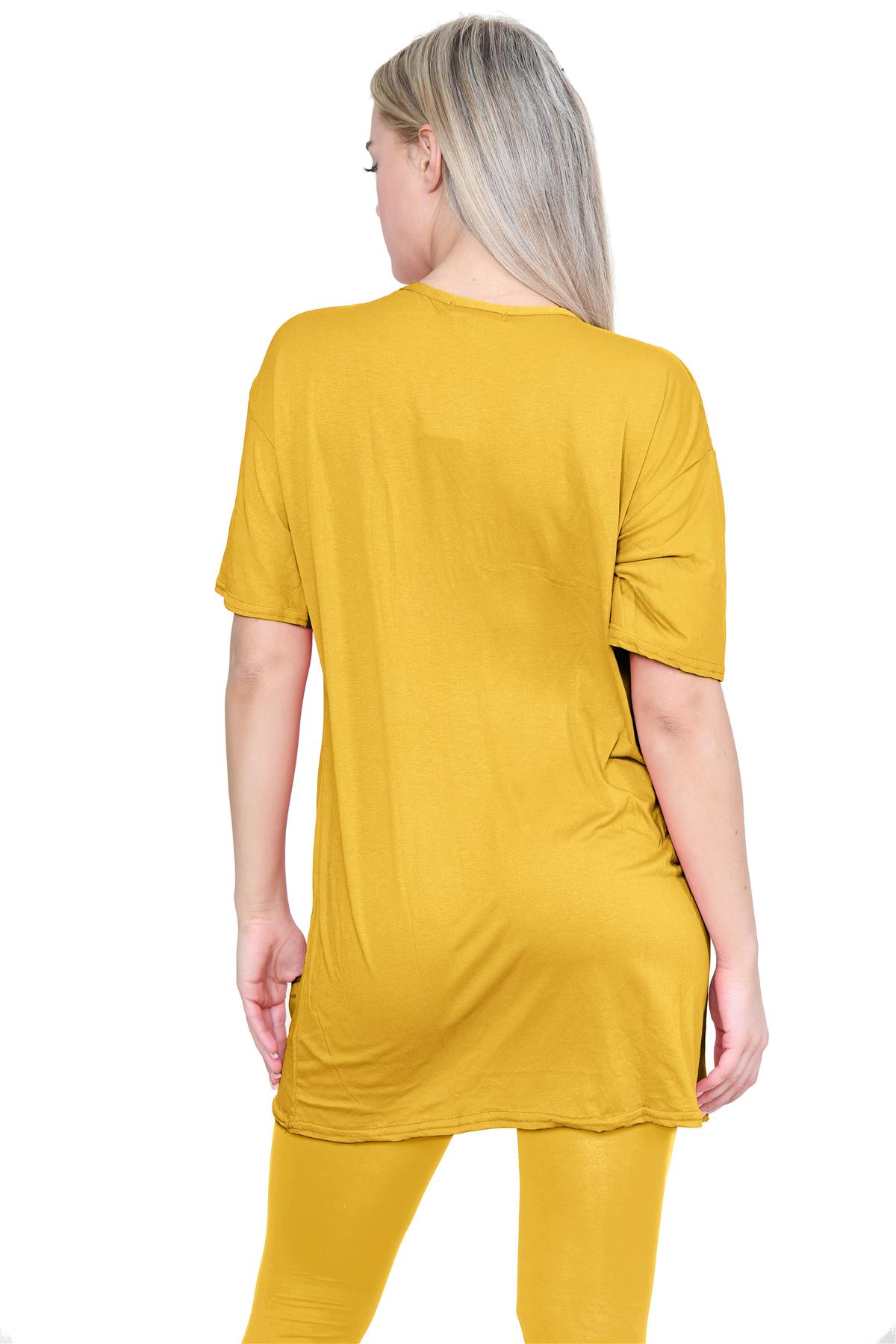 Damas Longline Suelto Camiseta Leggings Gimnasio Chándal Conjunto Coord 2 Piezas Ropa de Salón - Imagen 74 de 155