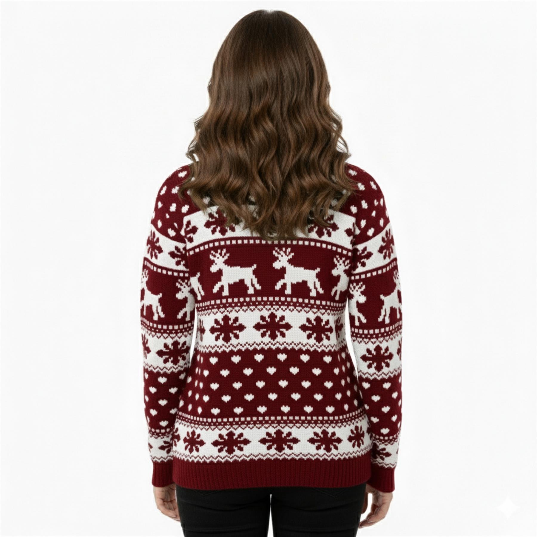 Christmas Reindeer Jumper Womens Knitted Funny Xmas Sweater Unisex Retro Jumpers - Picture 43 of 118