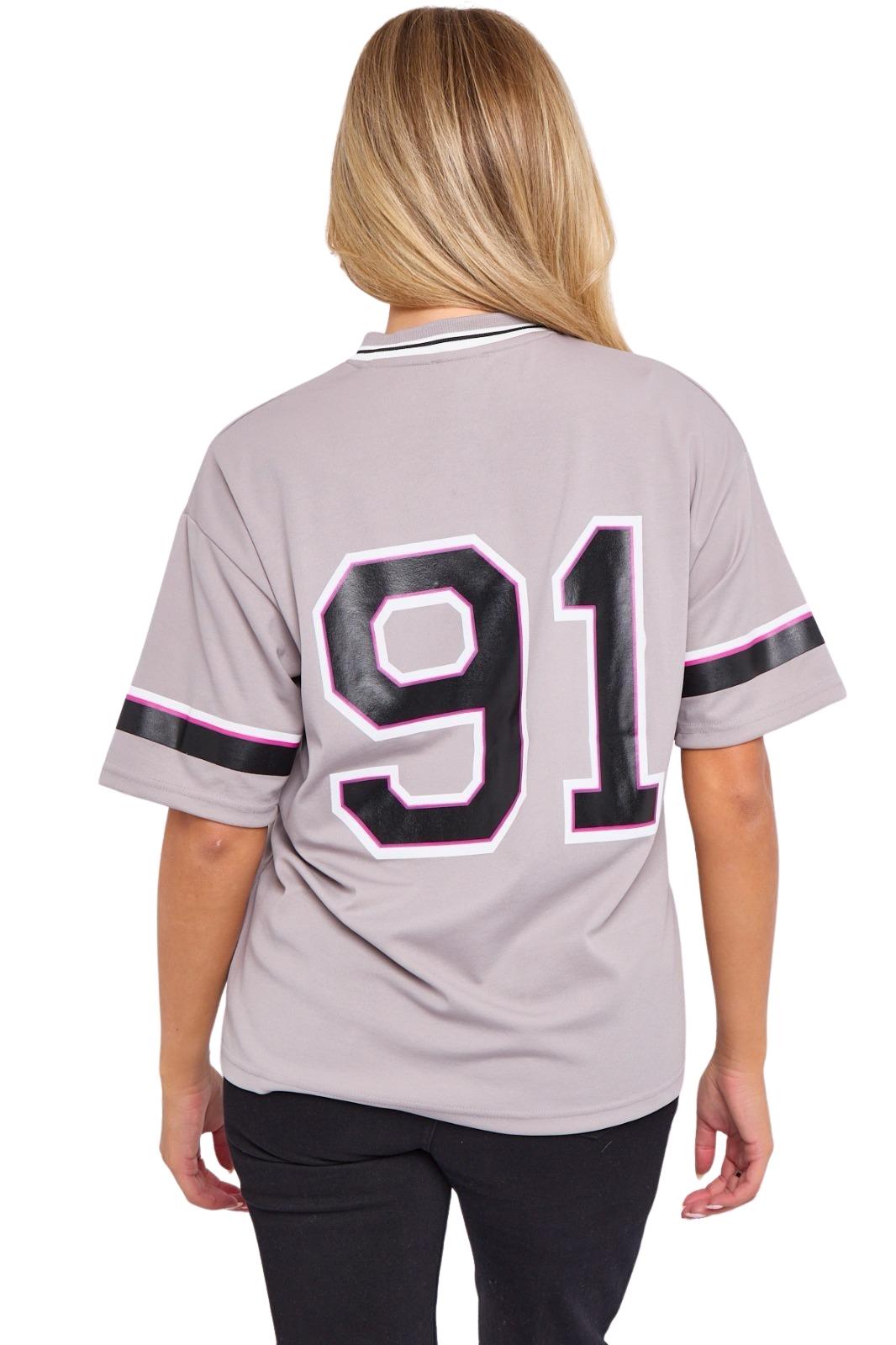 Camiseta de mujer de gran tamaño cuello en V LA 91 fútbol americano universitario holgada verano top - Imagen 19 de 50