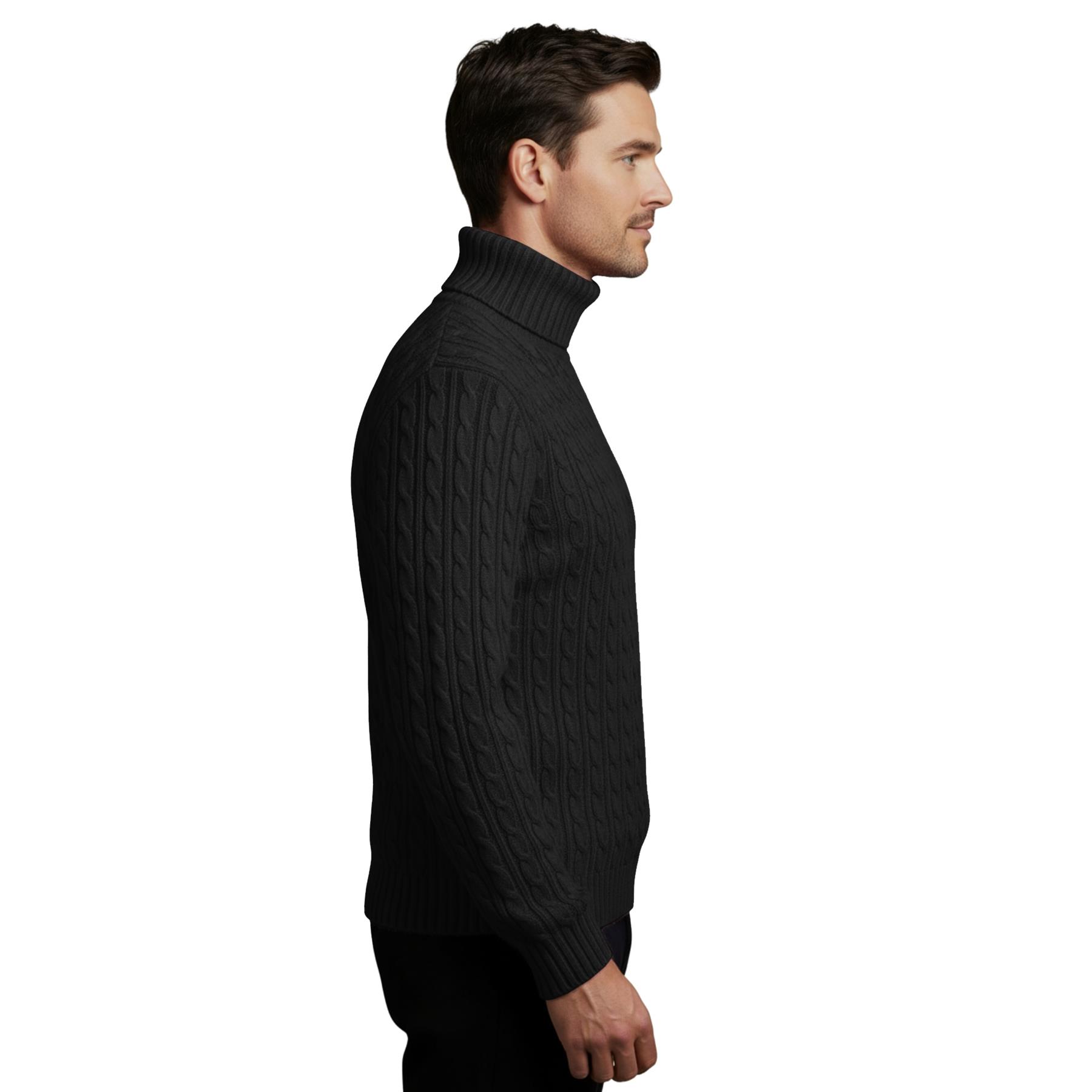 Herren Polo Rollkragen Langarm Pullover Zopfmuster Winterpullover Pulli - Bild 3 von 154