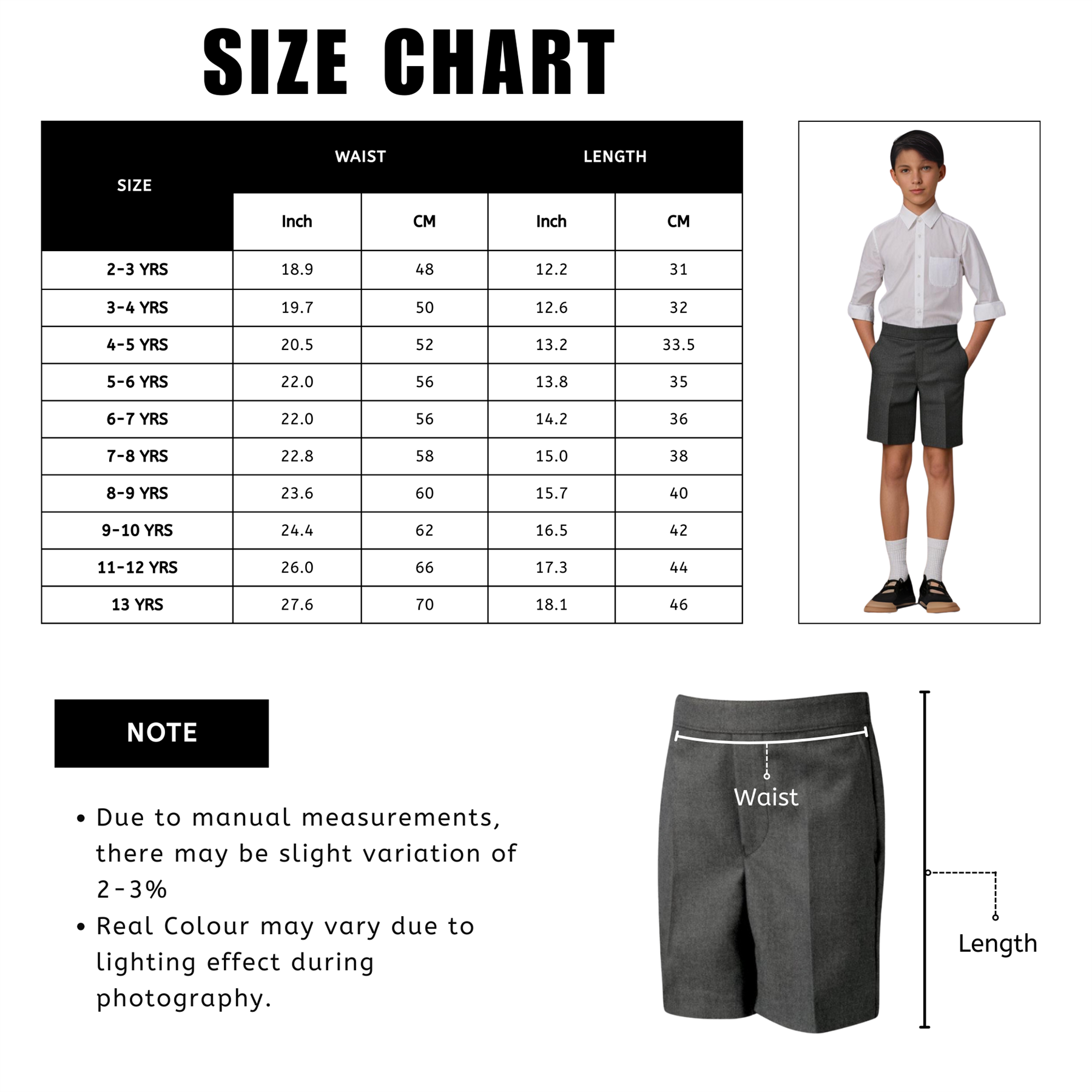 Pantalones cortos escolares medio elásticos espalda tirante pantalones uniformes para niños 2-10 años - Imagen 7 de 14