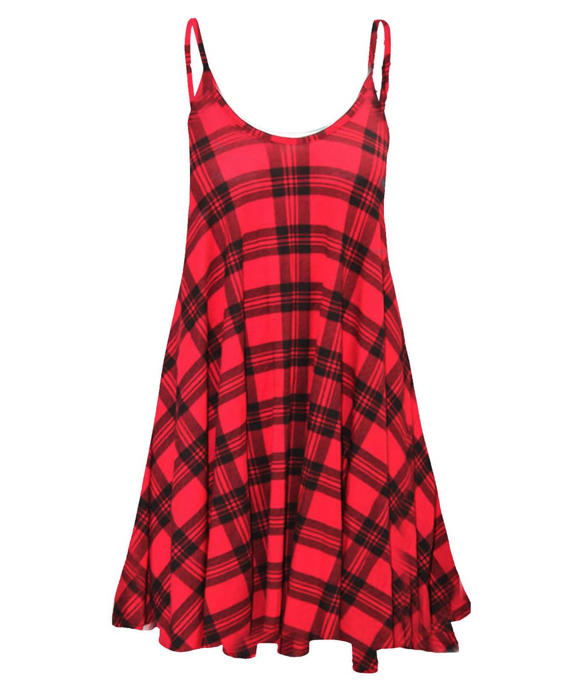 Womens Printed Cami Dress Flared Strappy Long Camisole Swing Mini Dress Vest Top - Picture 17 of 21