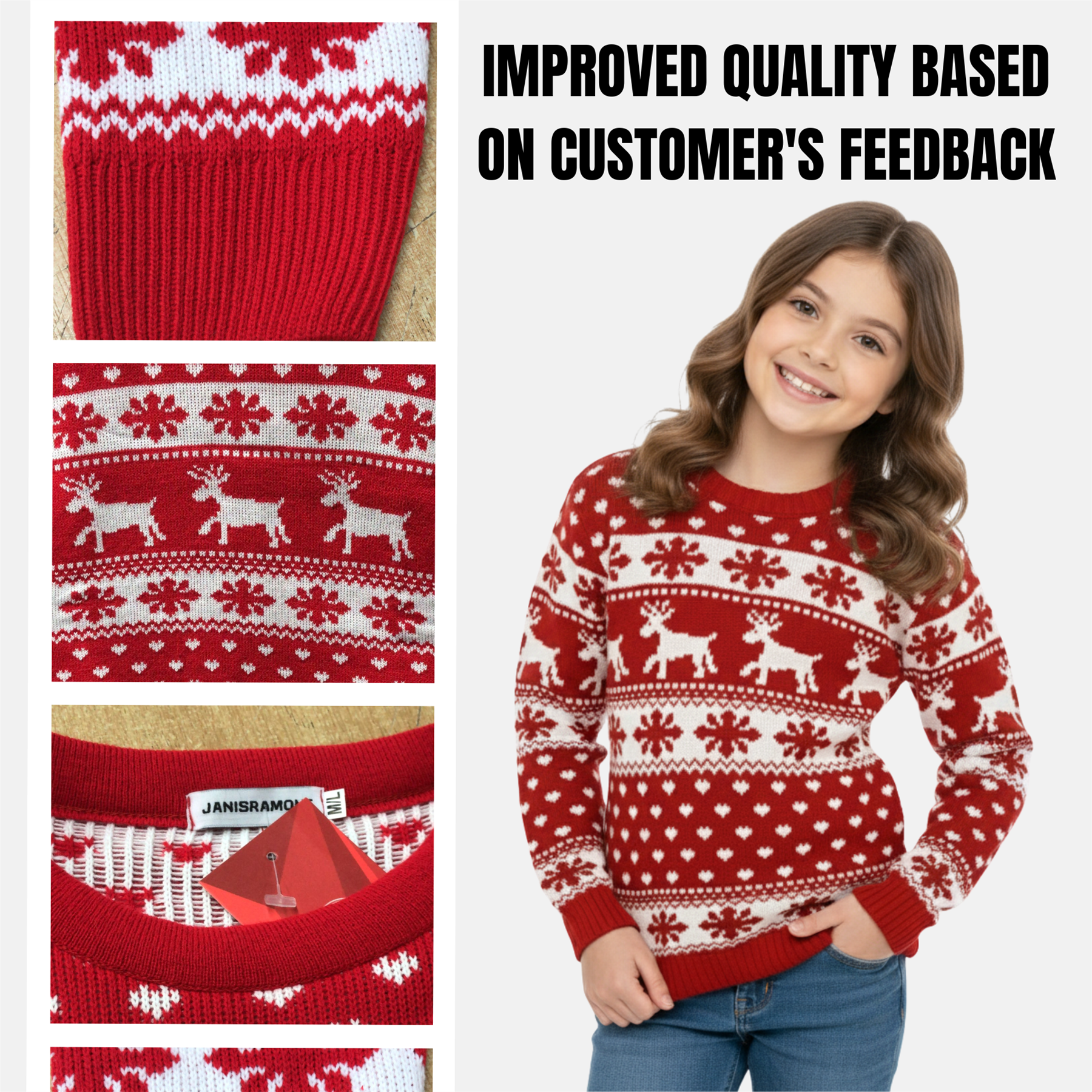 Kids Christmas Jumper Girls Boy Reindeer Sweater Children Novelty Xmas Sweater - Picture 64 of 97