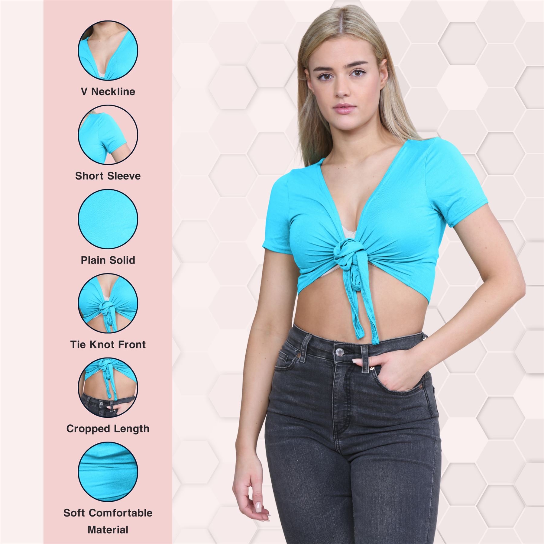 Damen-Cardigan Kurzarm vorne zum Binden einfach Bolero Achselzucken lässig bauchfrei Oberteil - Bild 113 von 133