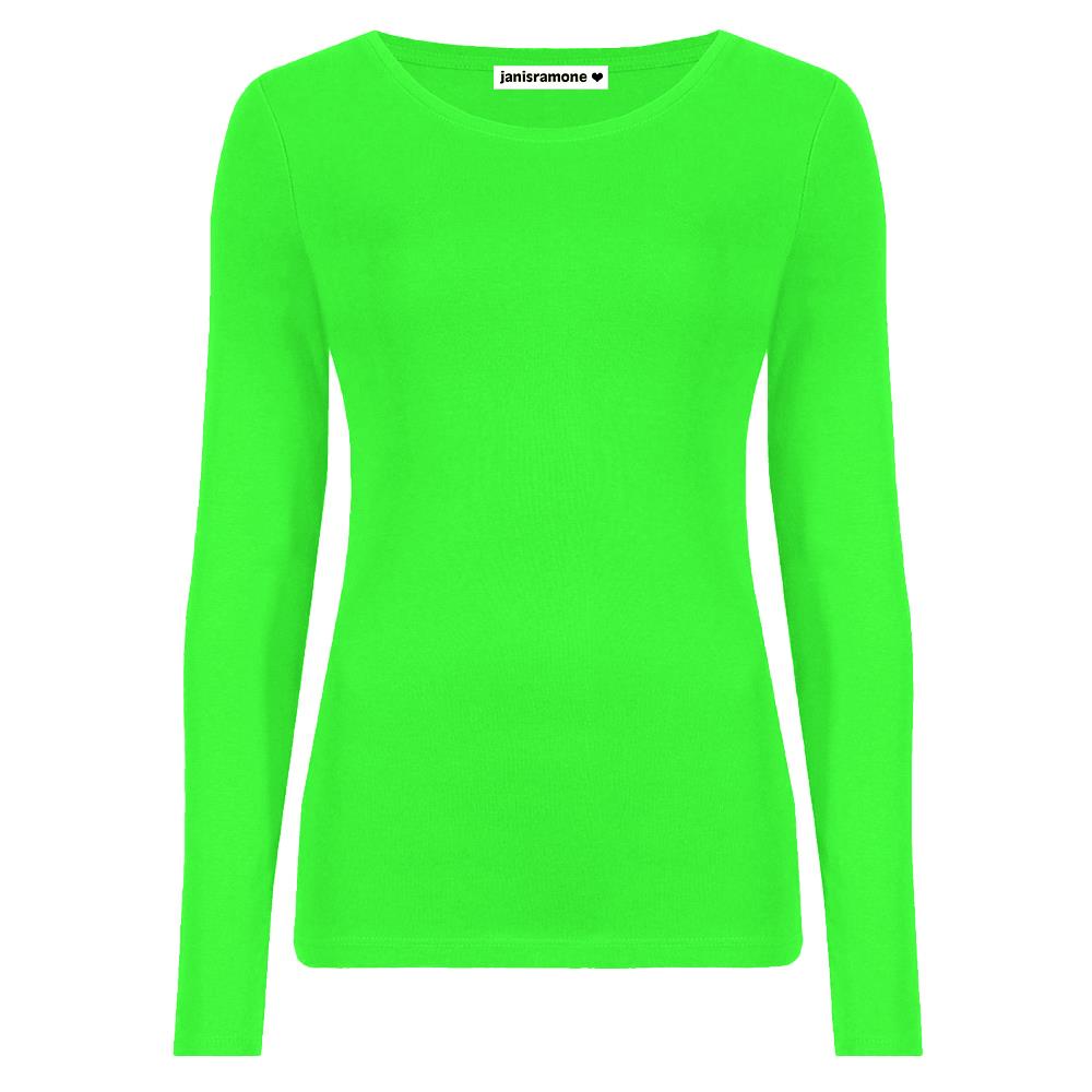 Camiseta para mujer cuello redondo manga larga elástica básica lisa informal - Imagen 17 de 34