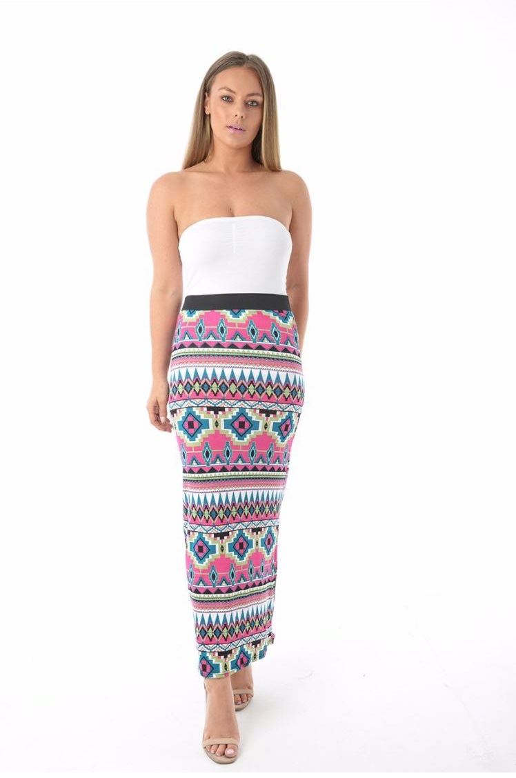 Nuevo Largo señoras para mujer Jersey Maxi Falda Gitana Verano BODYCON VESTIDO