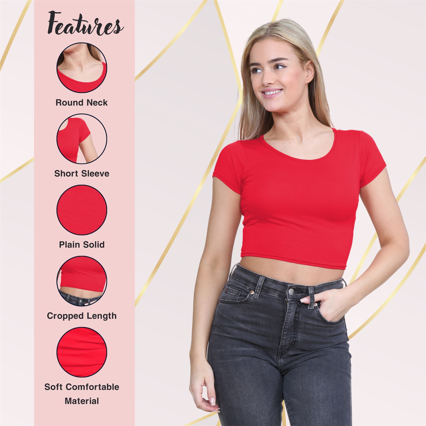 Crop Top Womens Cap Sleeve Top Plain Basic Stretchy Tee T-Shirt Short Vest Top - Picture 130 of 174
