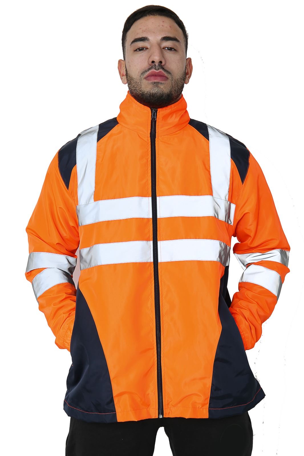 Chaqueta de lluvia Hi Vis para hombres Impermeable reflectante de alta visibilidad Impermeable Ropa de trabajo - Imagen 2 de 11