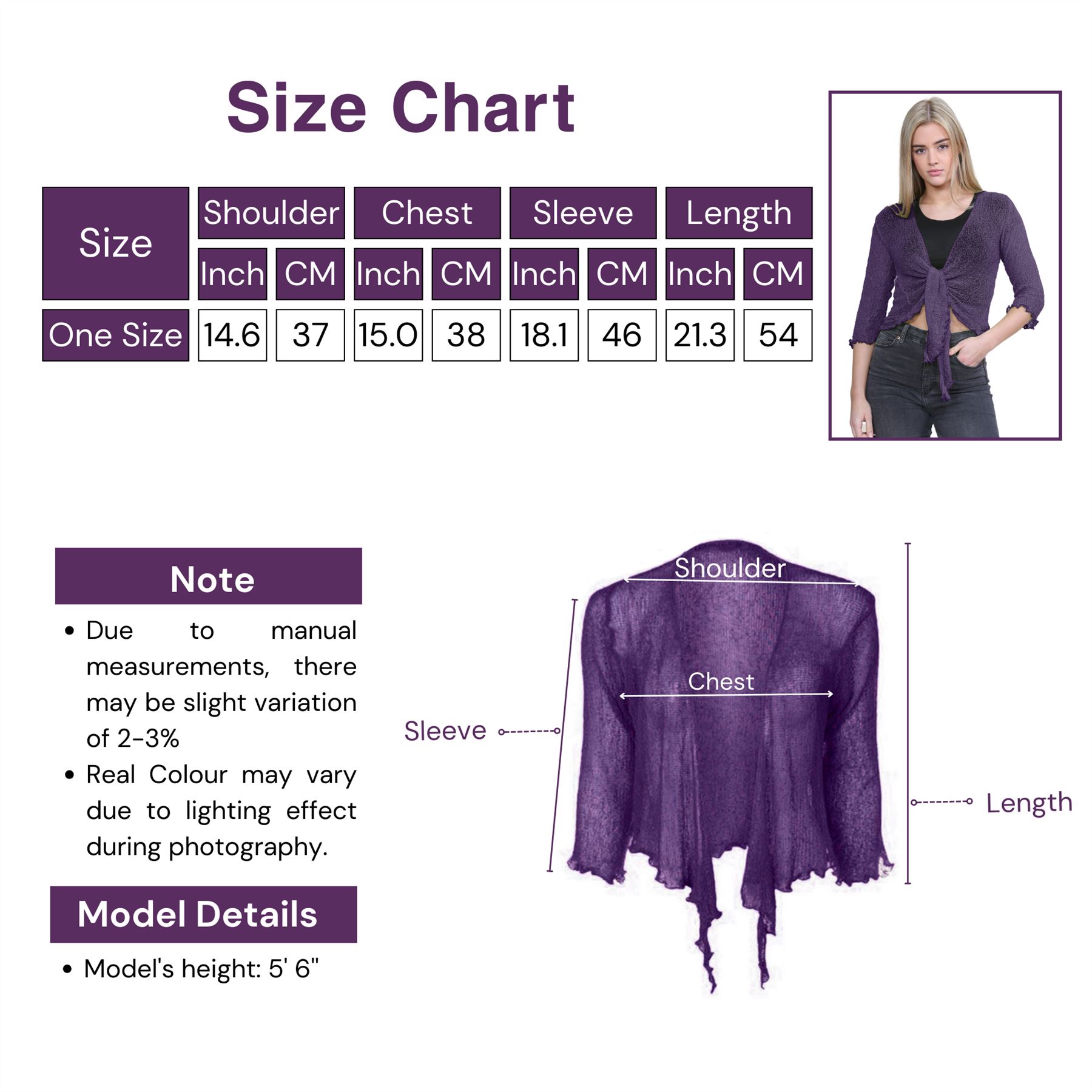 Damen Bolero zum Binden Shrug Double Feinstrick Häkel Cardigan Cropped Top - Bild 203 von 205
