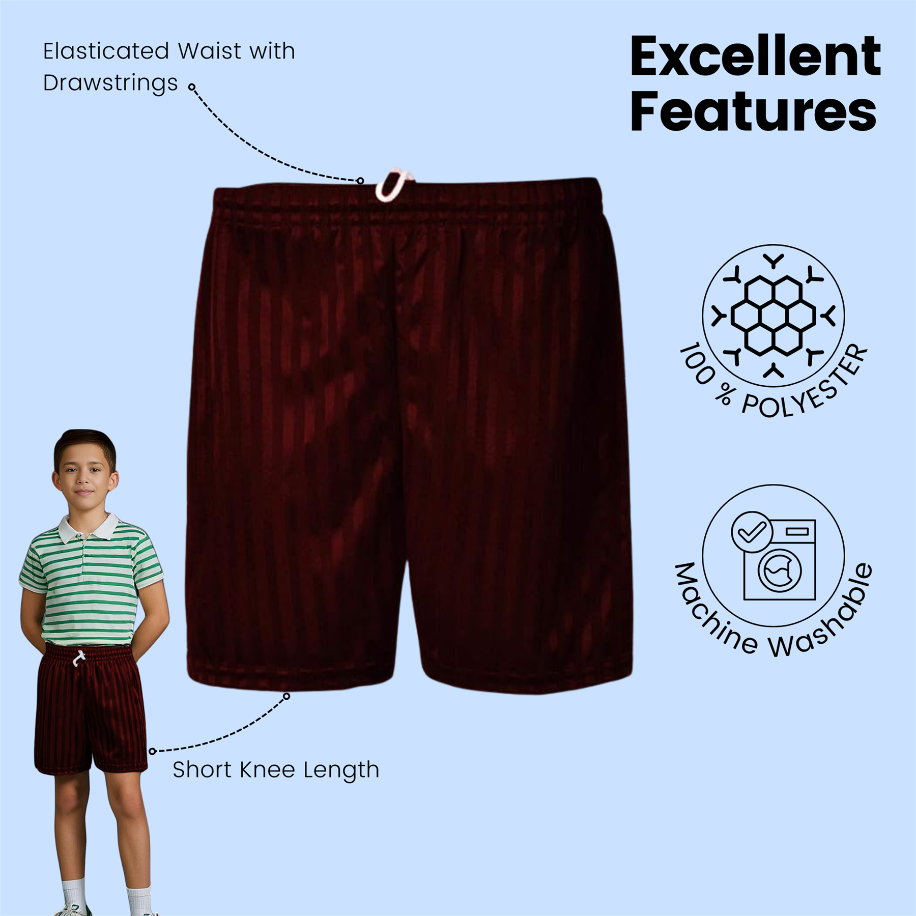 Niños Niñas PE Escuela Pantalones Cortos Uniforme Sombra Rayas Gimnasio Deportes Fútbol Paquete de 2 - Imagen 34 de 37