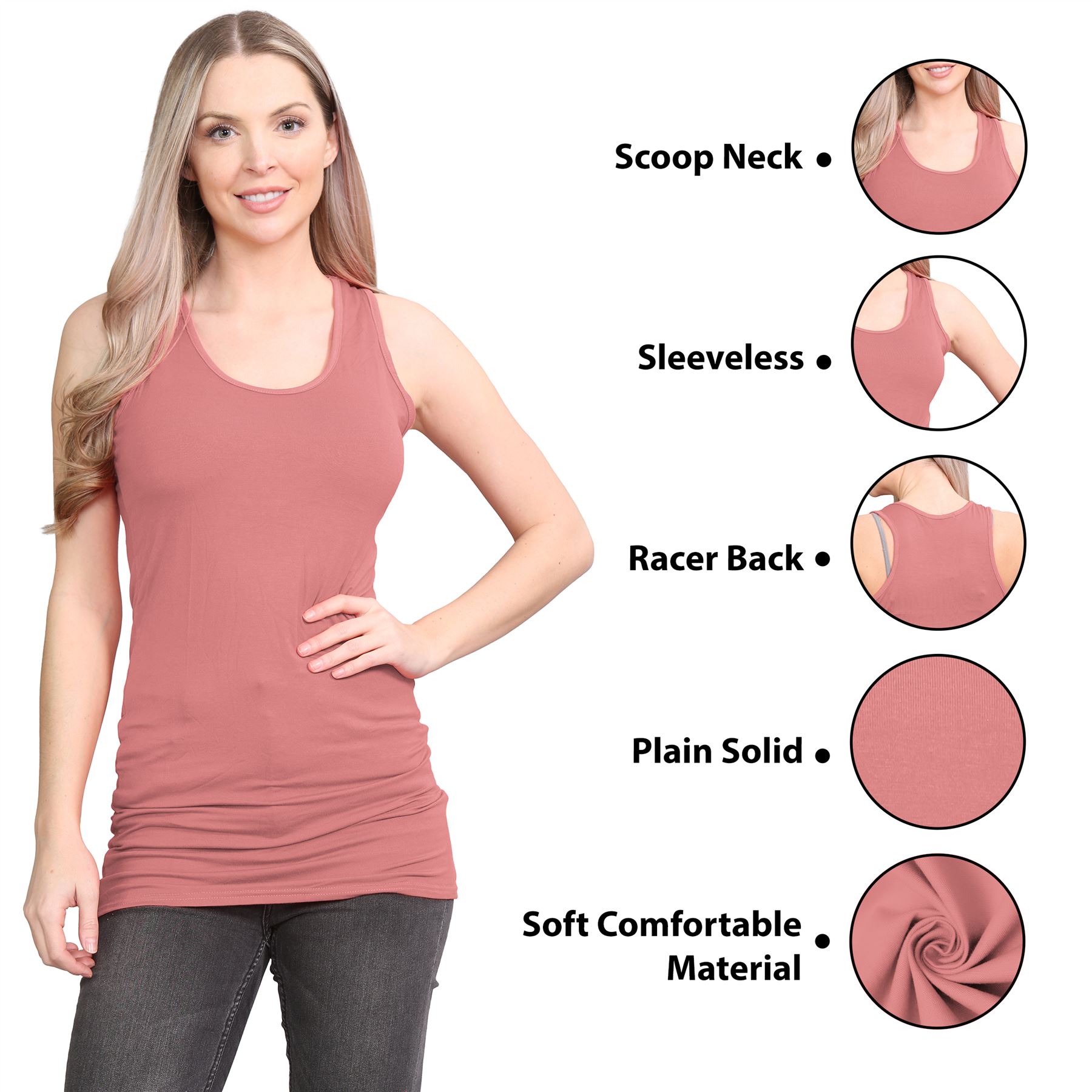 Damen Racerback Weste ärmellos figurbetont einfach dehnbar lang Muskel Gym Top - Bild 89 von 113