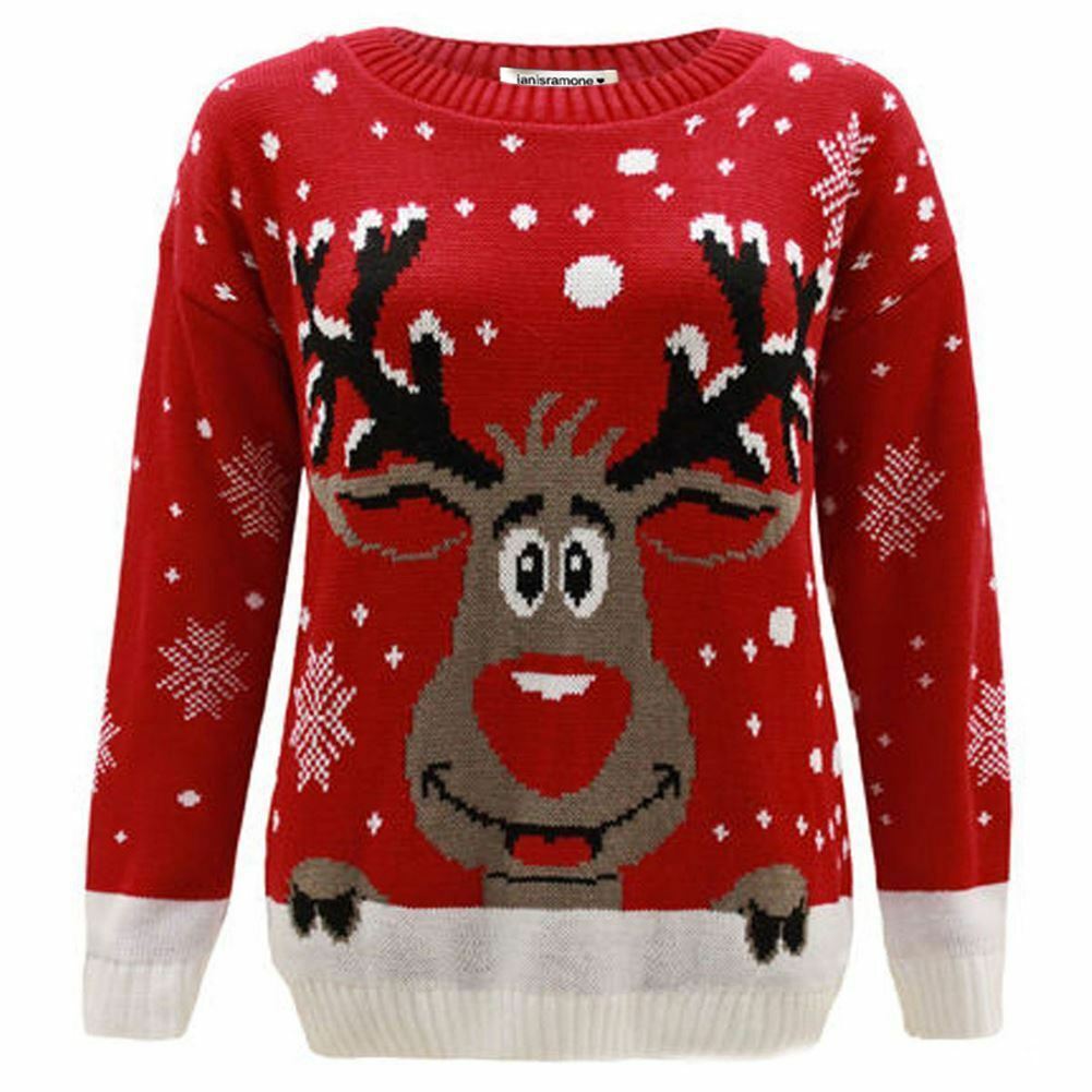 Kinder Weihnachten Pullover Rentier Schneeflocke gestrickt Mädchen Jungen Weihnachten Pullover Pullover - Bild 14 von 22