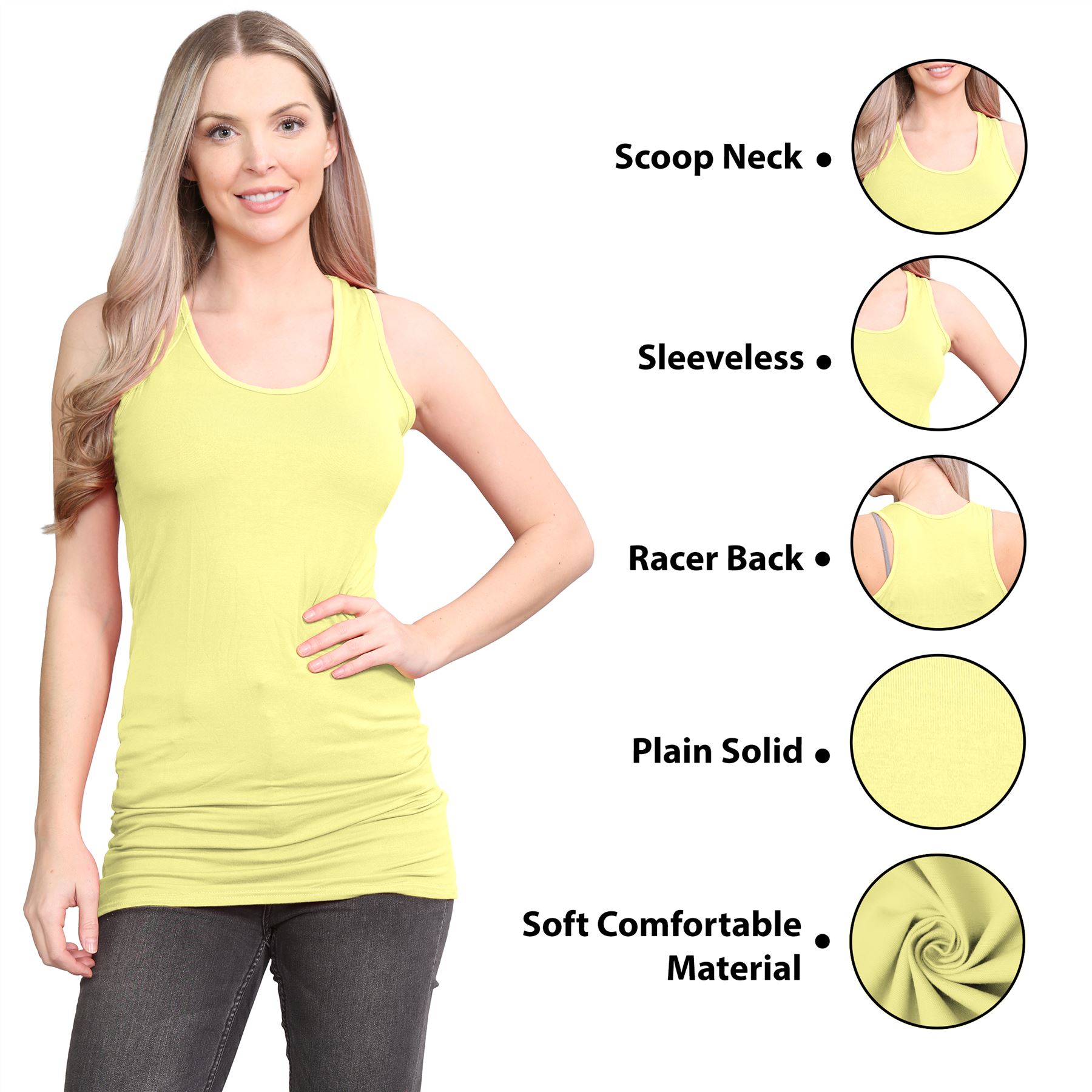 Damen Racerback Weste ärmellos figurbetont einfach dehnbar lang Muskel Gym Top - Bild 113 von 113